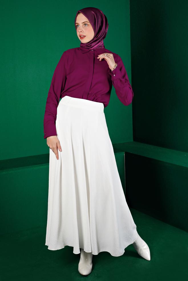 Vêtements hijab PRUNE BLOUSE INVISIBLE À BOUTONS 43373 - ALVİNA