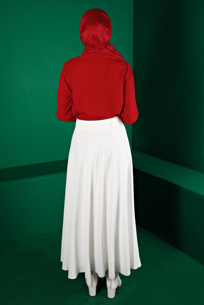 Vêtements hijab ROUGE BLOUSE INVISIBLE À BOUTONS 43373 - ALVİNA