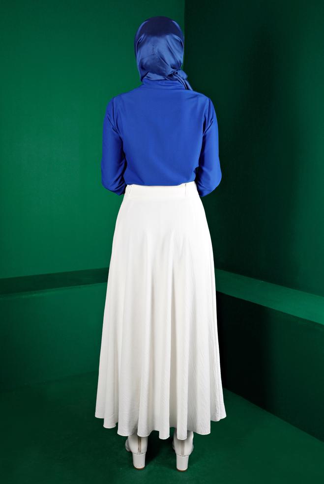 Vêtements hijab BLEU MARINE BLOUSE INVISIBLE À BOUTONS 43373 - ALVİNA