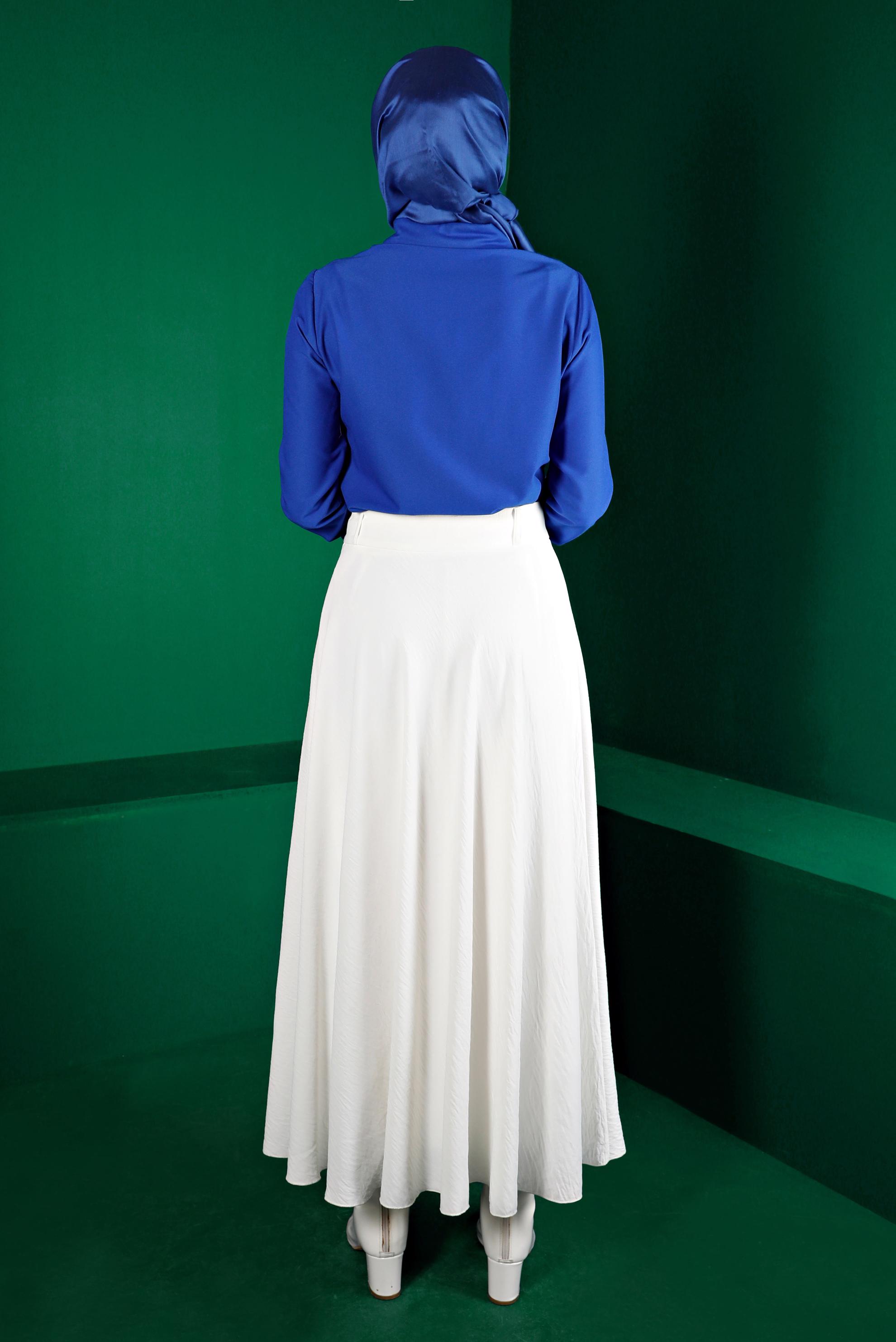 Hijab clothing NAVY BLUE INVISIBLE BUTTONED BLOUSE 43373 