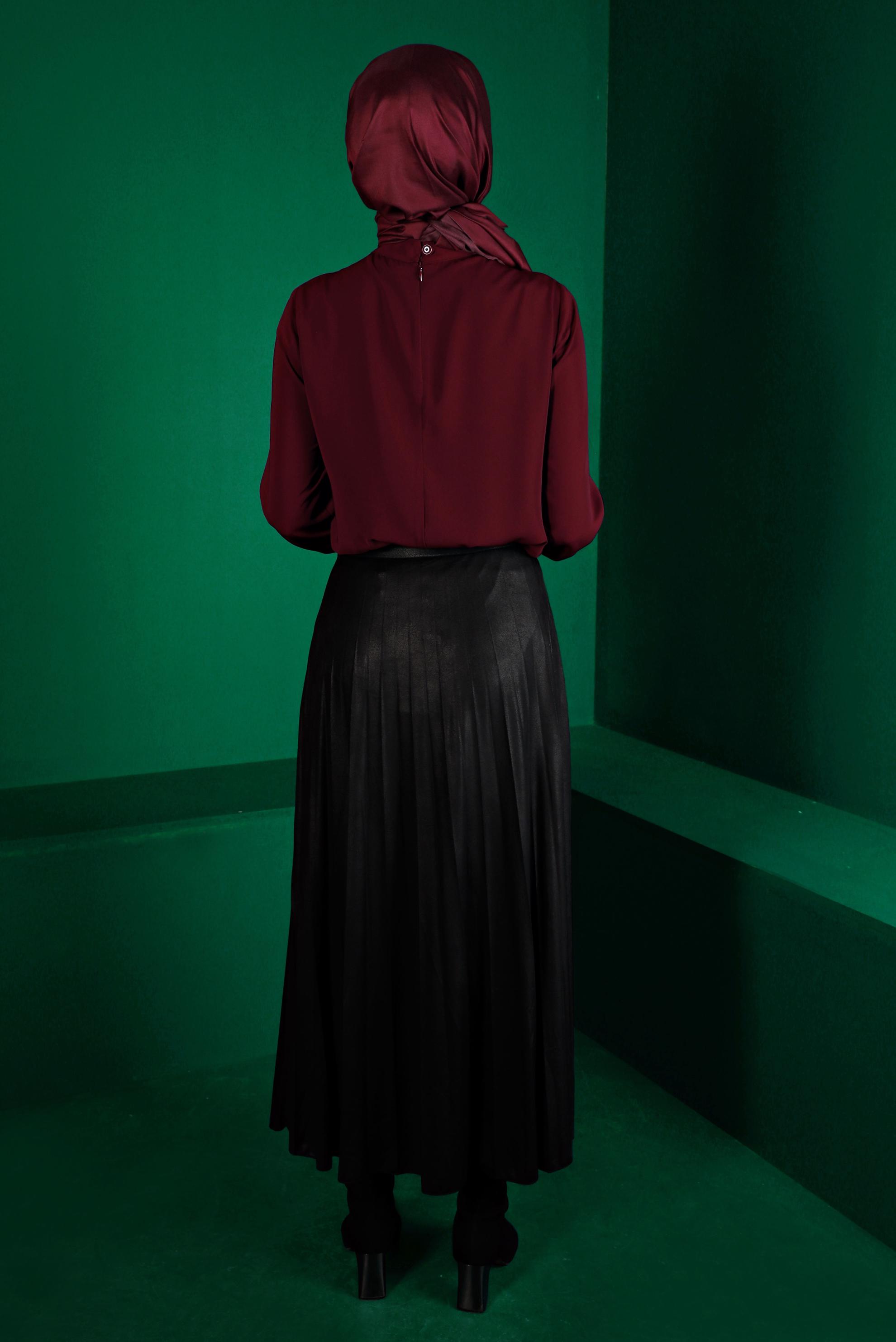 Tesettür giyim BORDO KLASİK BLUZ 43380 