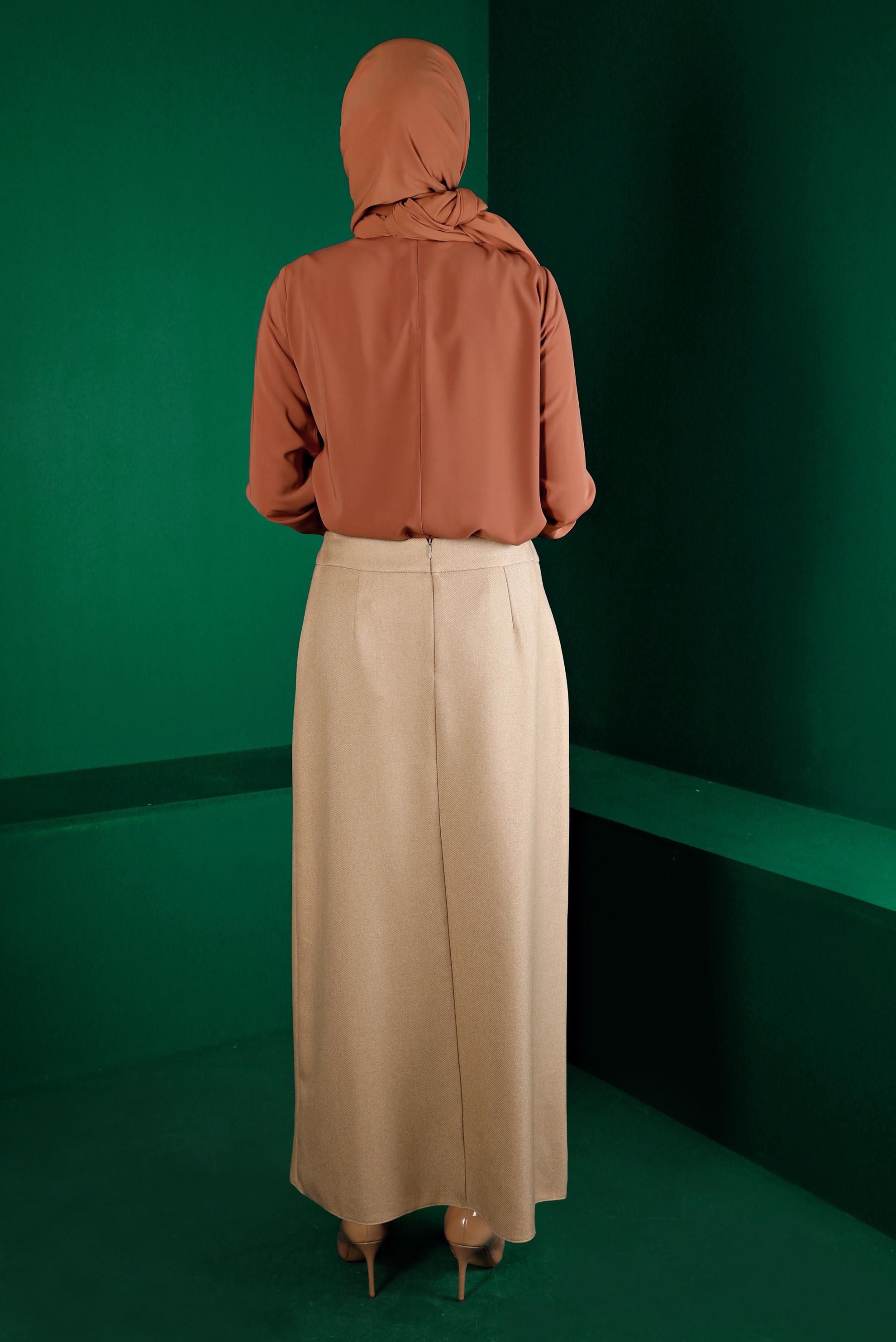 Tesettür giyim KAHVE KLASİK BLUZ 43380 