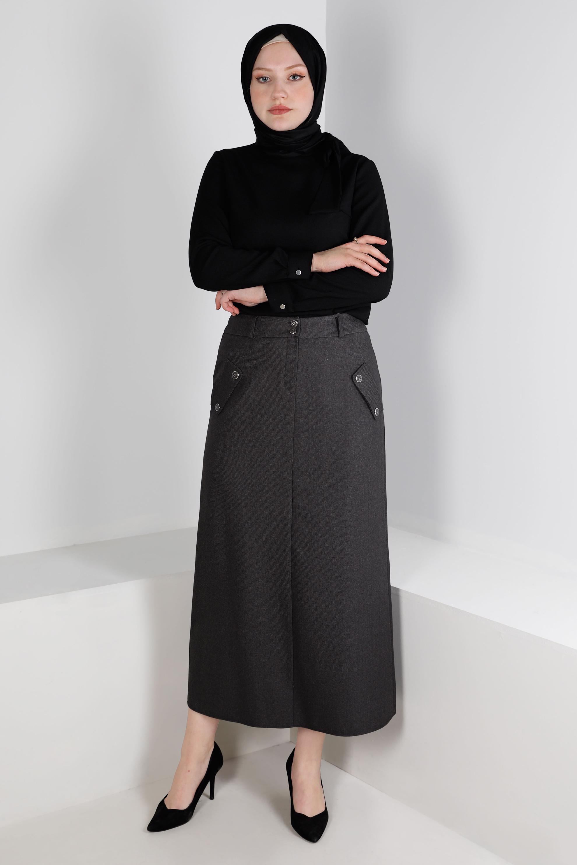 Tesettür giyim SİYAH BAĞLAMA DETAYLI KREP BLUZ 43381