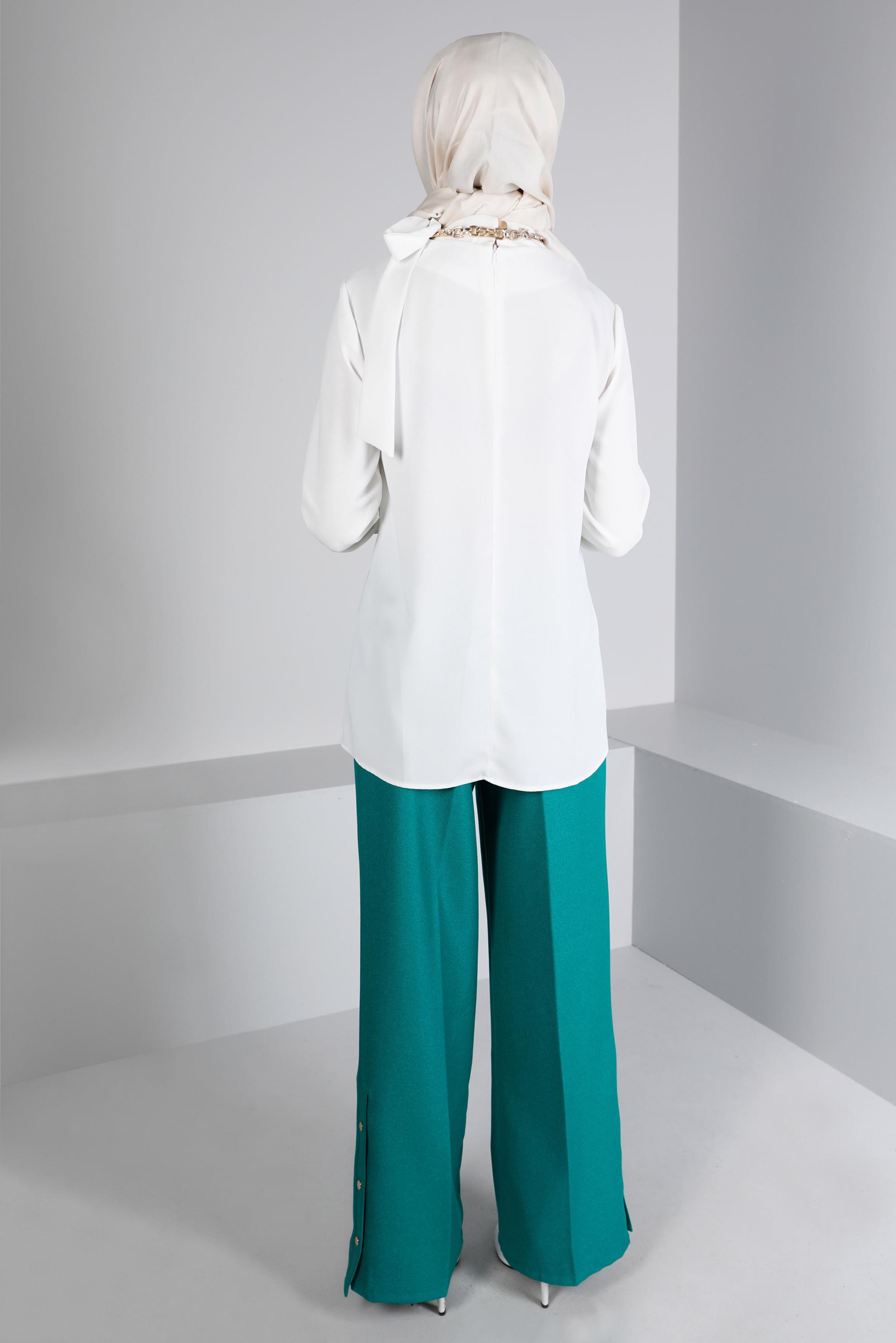 Hijab clothing WHITE TIE DETAIL CREPE BLOUSE 43381