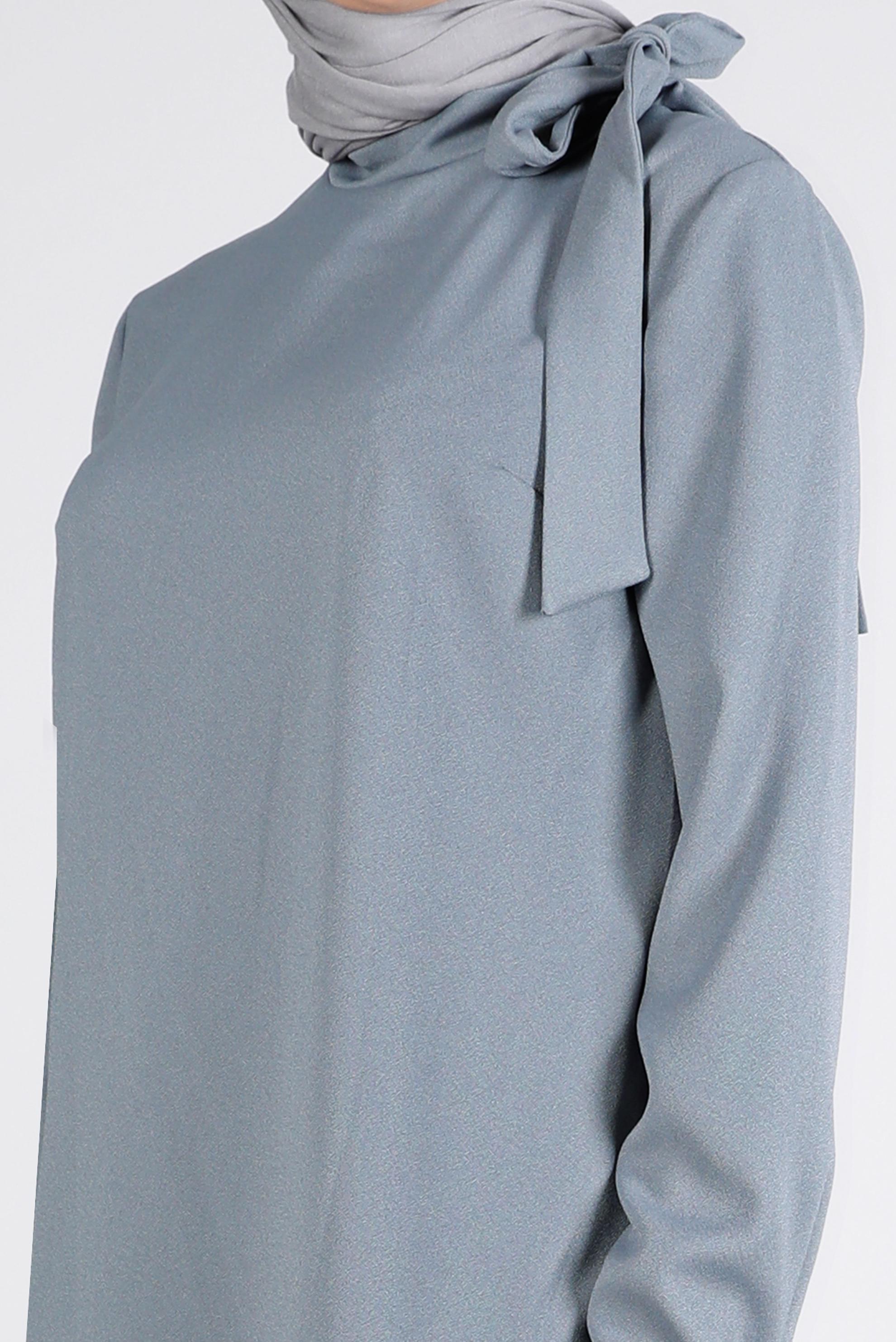 Vêtements hijab GRIS BLOUSE EN CRÊPE À NOUER 43381