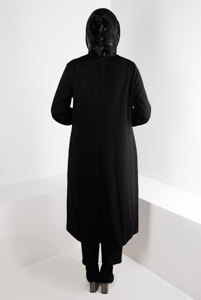 Vêtements hijab NOIR VESTE ZIPPÉE À CAPUCHE 20320 - ALVİNA