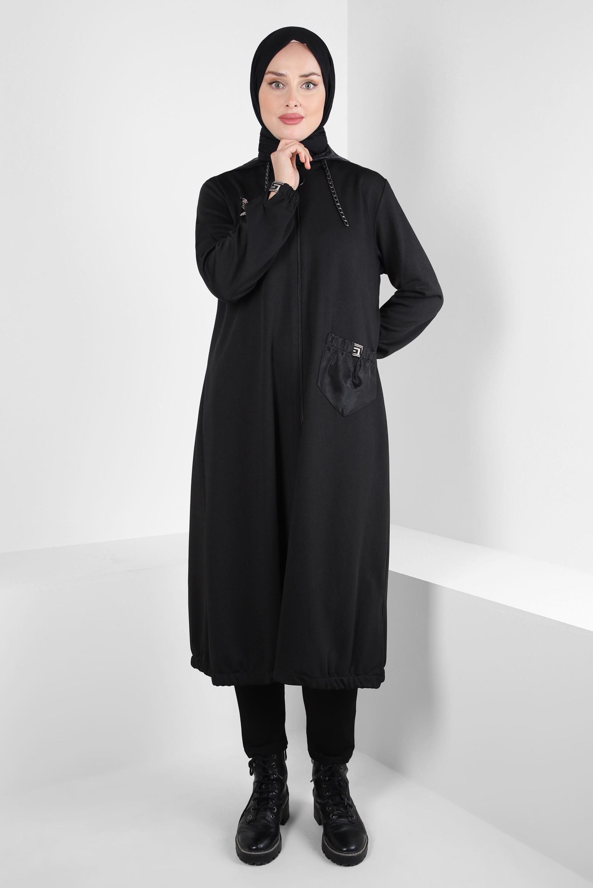 Tesettür giyim SİYAH KAPÜŞONLU GİY ÇIK 20322