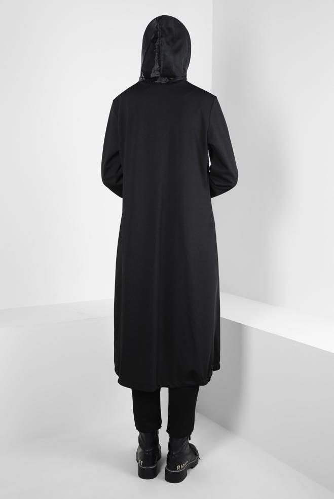 Vêtements hijab NOIR VESTE À CAPUCHE 20322 - ALVİNA