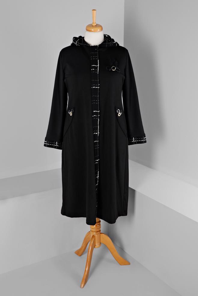 Vêtements hijab NOIR VESTE ZIPPÉE À CAPUCHE 20326 - ALVİNA