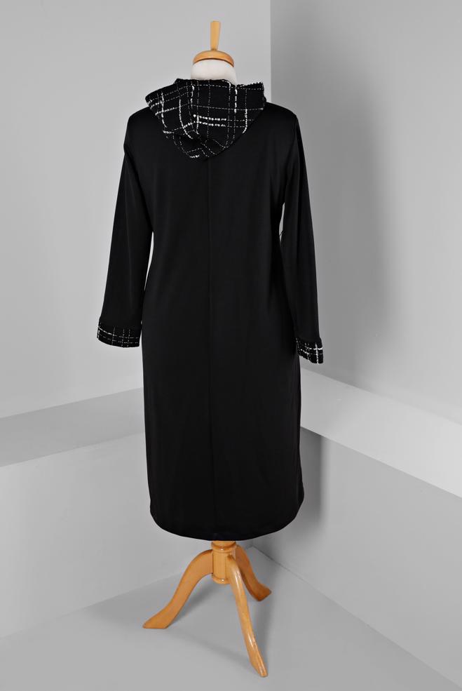 Vêtements hijab NOIR VESTE ZIPPÉE À CAPUCHE 20326 - ALVİNA