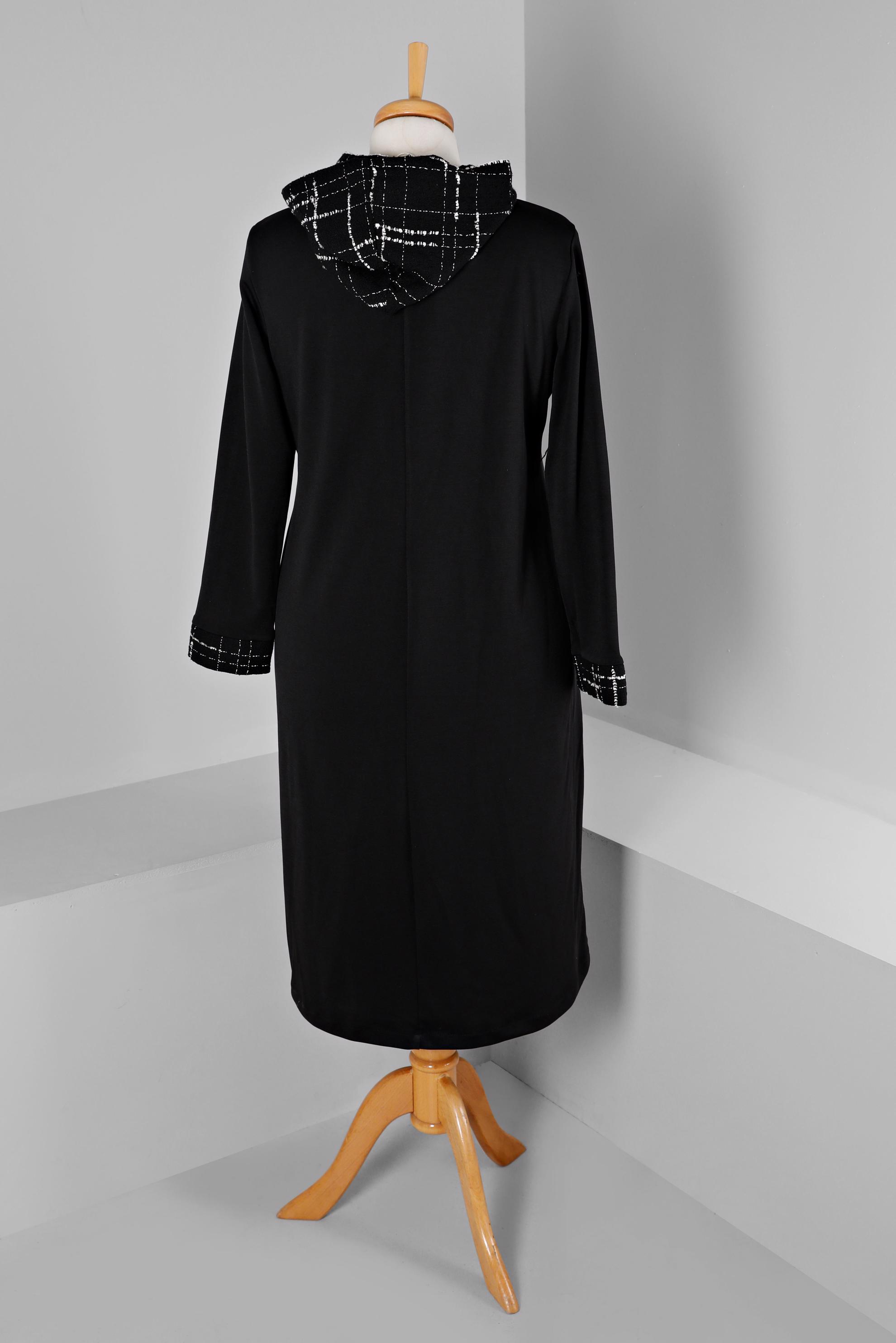 Tesettür giyim SİYAH KAPÜŞONLU FERMUARLI GİY ÇIK 20326 