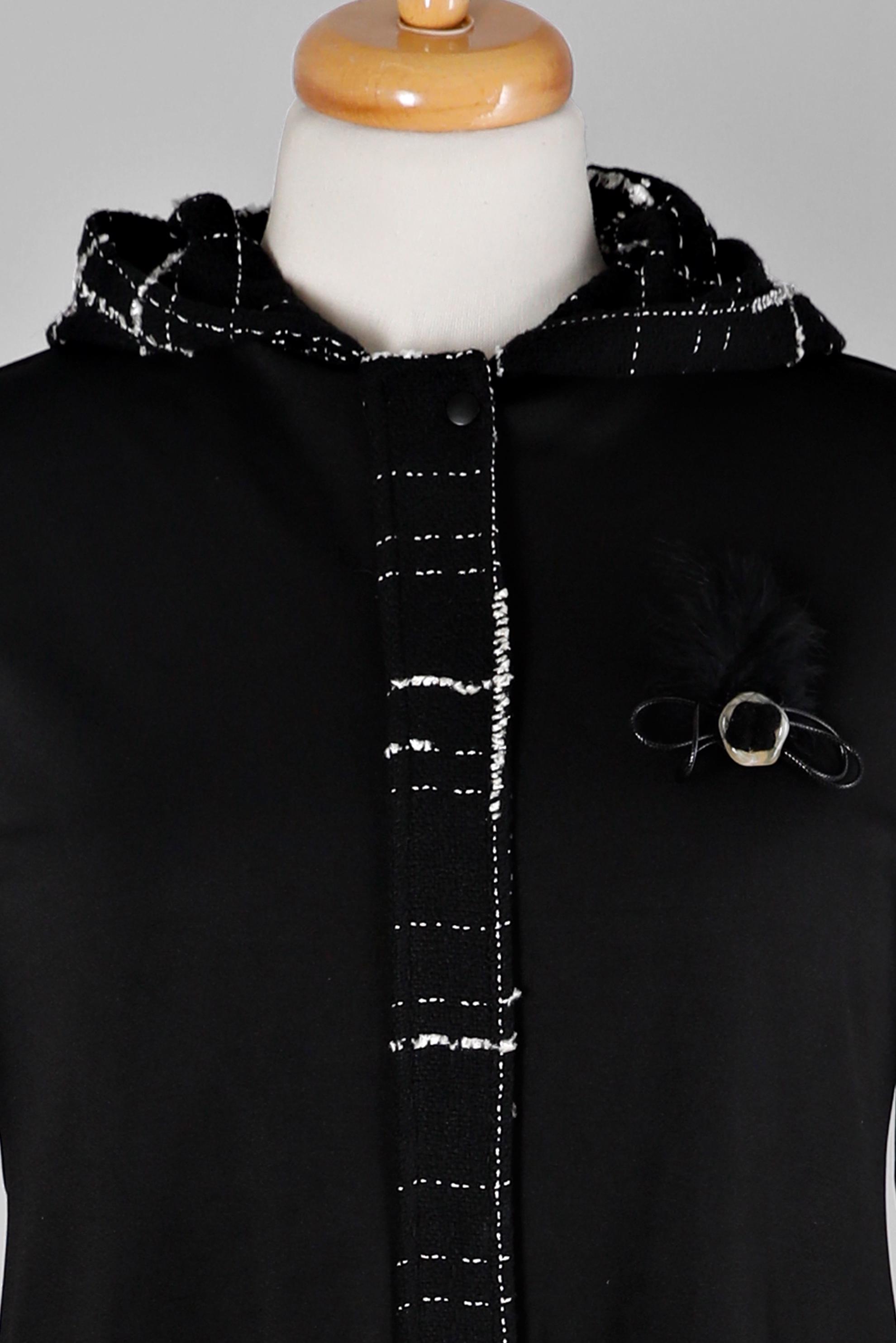 Tesettür giyim SİYAH KAPÜŞONLU FERMUARLI GİY ÇIK 20326 