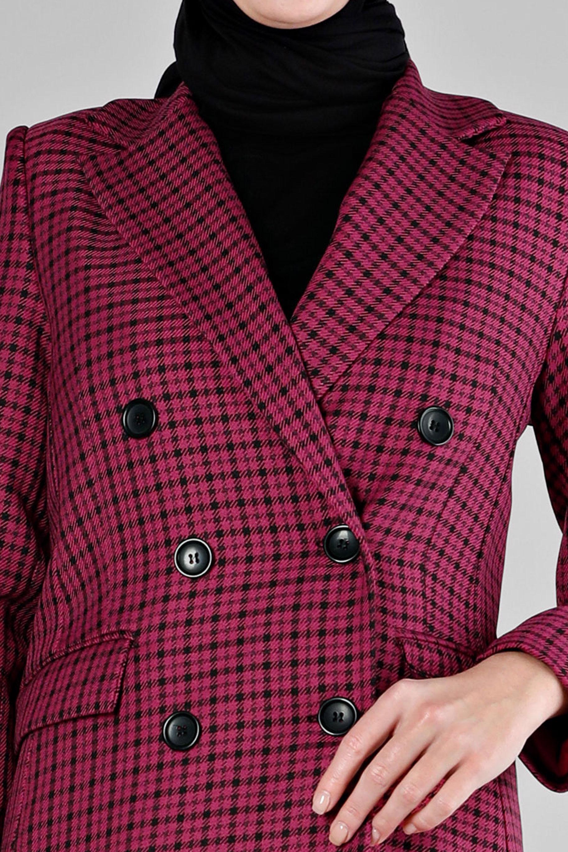 Hijab clothing FUCHSIA PLAID PATTERN CLASSIC JACKET 43272 