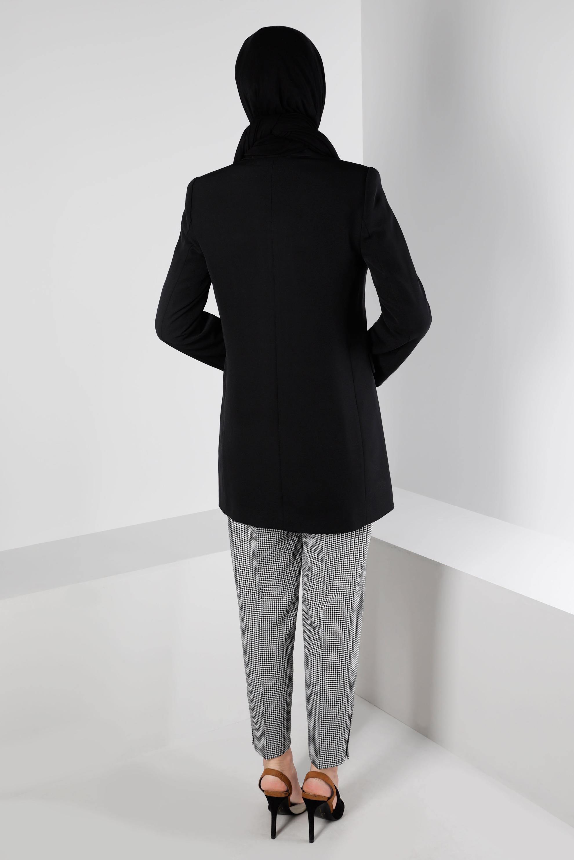 Hijab clothing BLACK DOUBLE BREASTED BUTTONED JACKET 43282