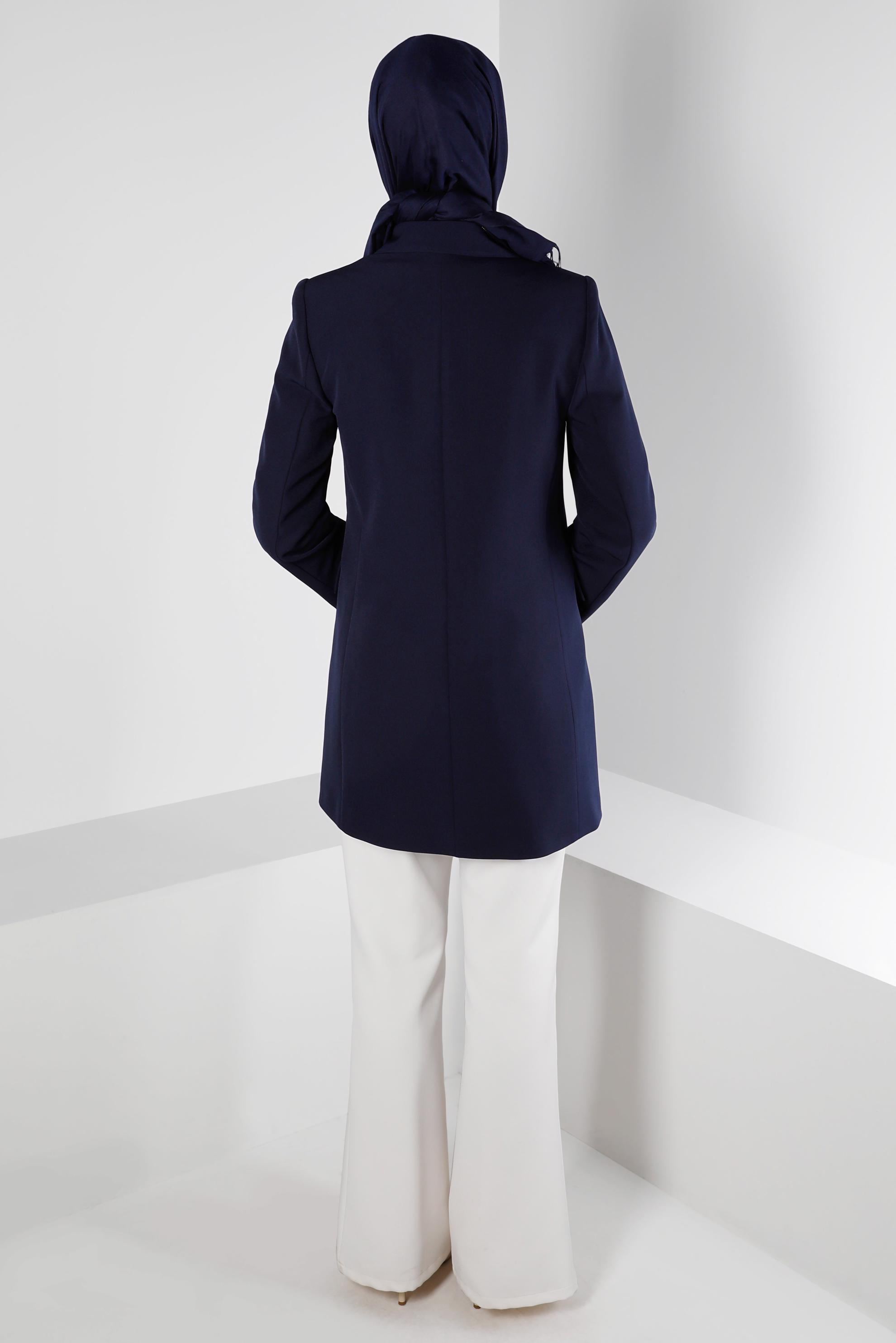 Vêtements hijab BLEU MARINE VESTE À DOUBLE BOUTONNAGE 43282