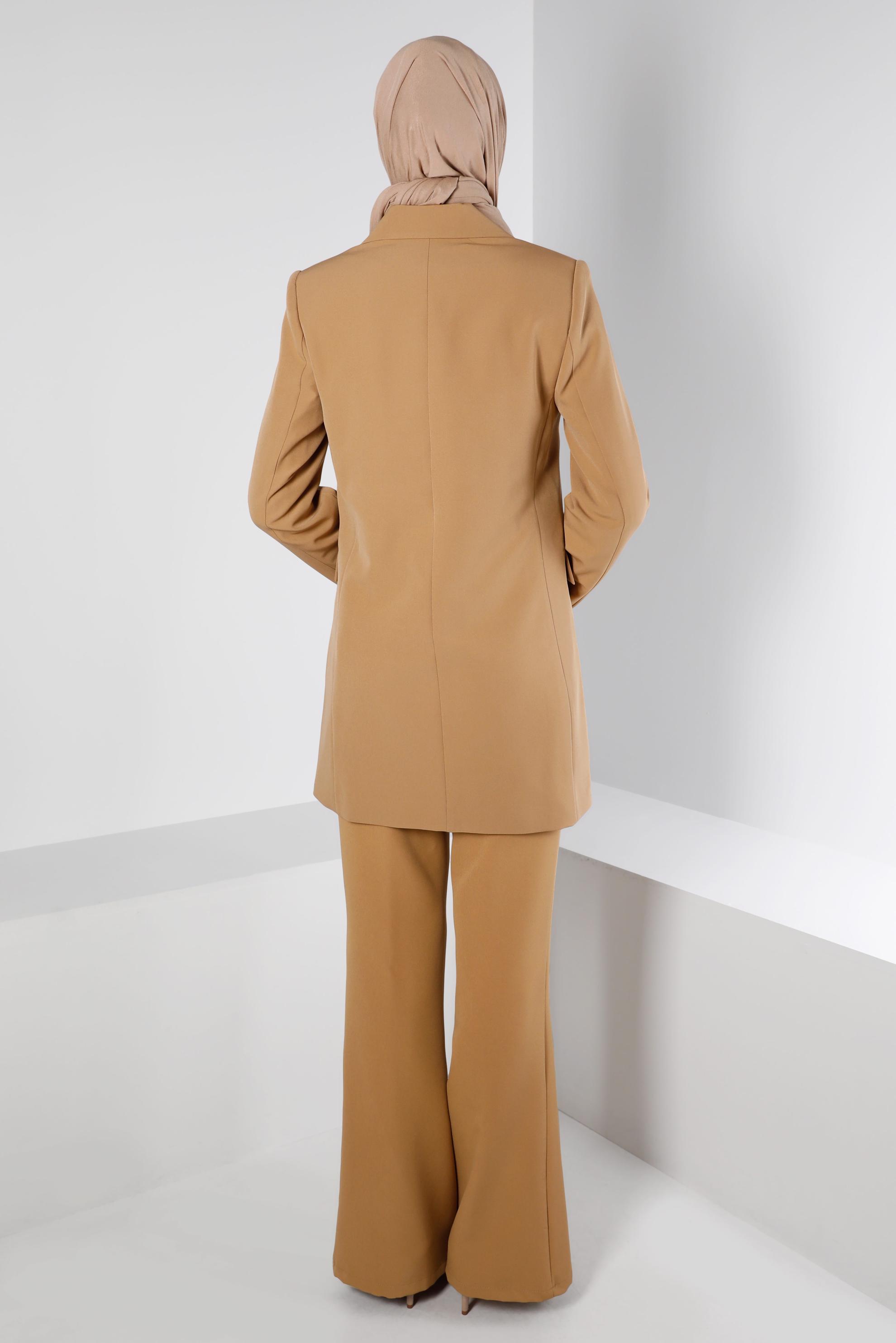 Hijab clothing BROWN DOUBLE BREASTED BUTTONED JACKET 43282