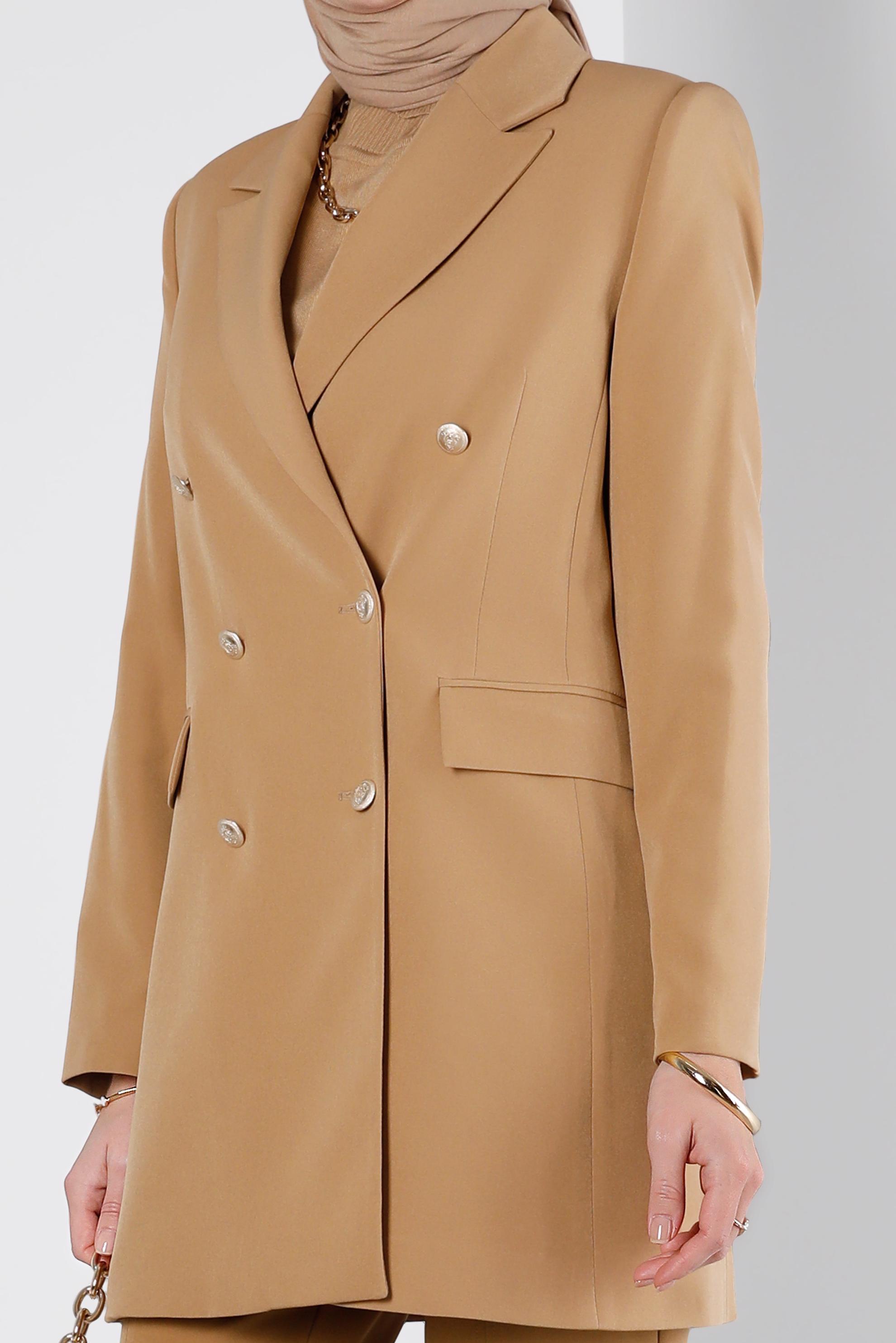 Hijab clothing BROWN DOUBLE BREASTED BUTTONED JACKET 43282