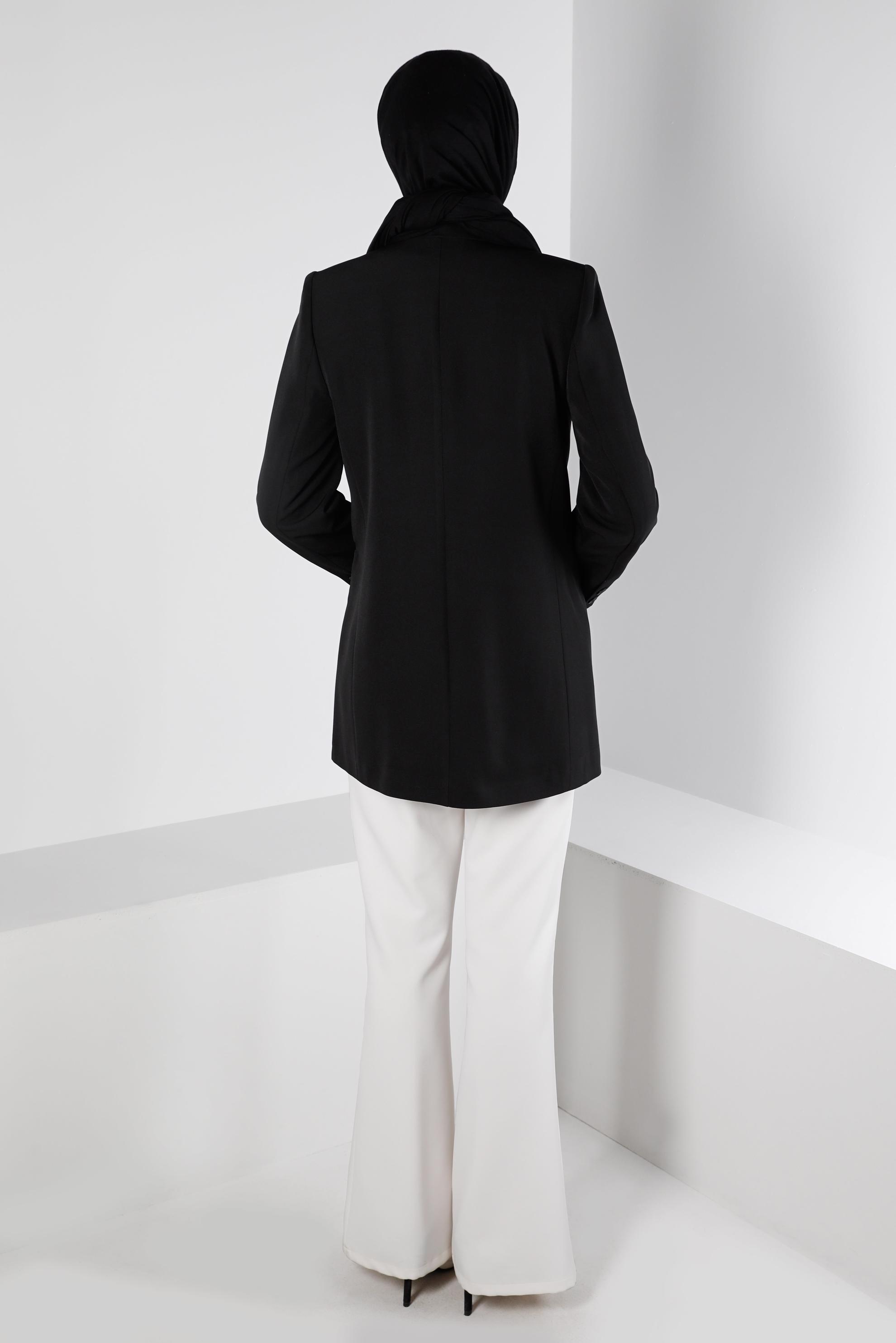 Tesettür giyim SİYAH DÜĞMELİ KLASİK CEKET 43386 