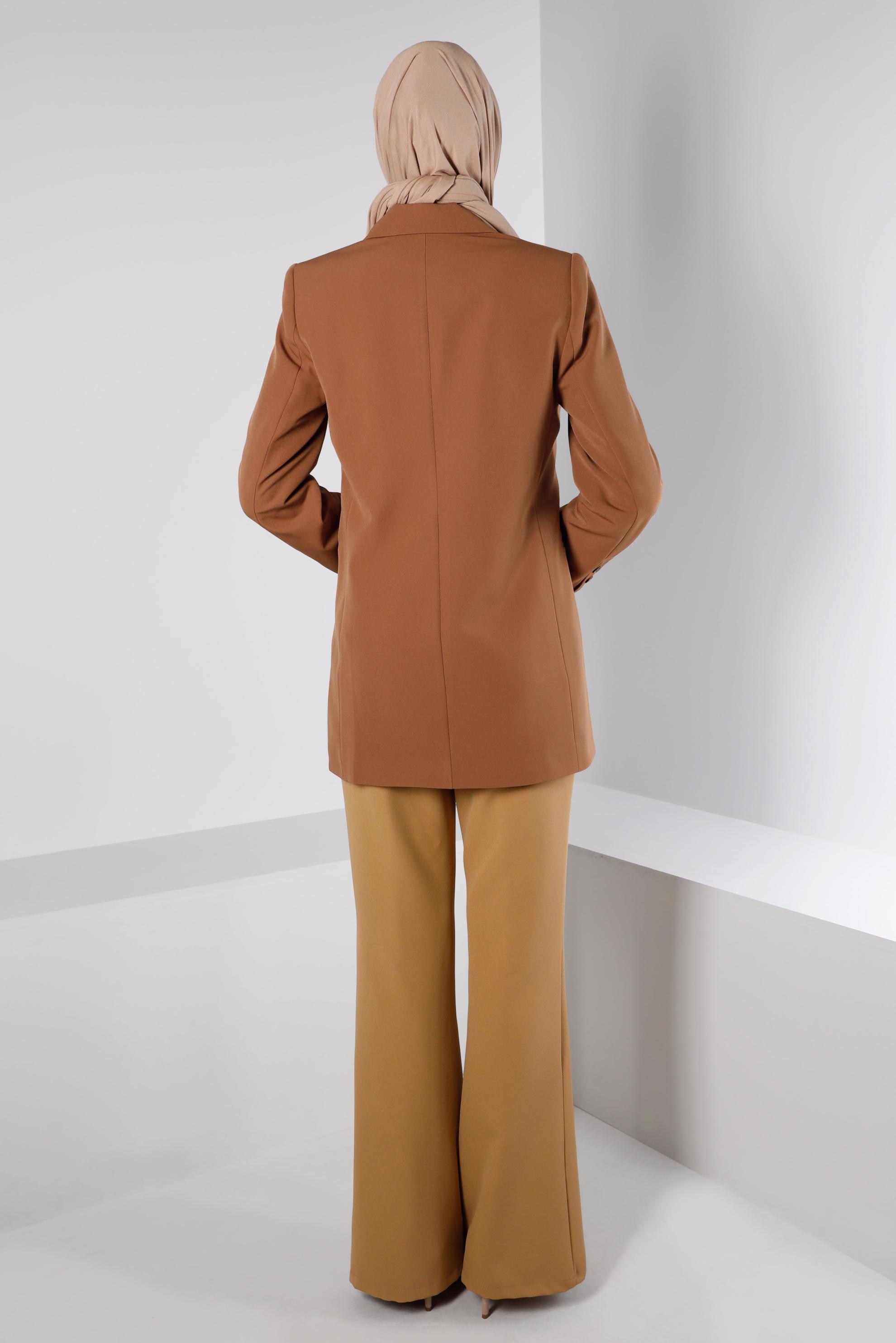 Tesettür giyim TABA DÜĞMELİ KLASİK CEKET 43386 