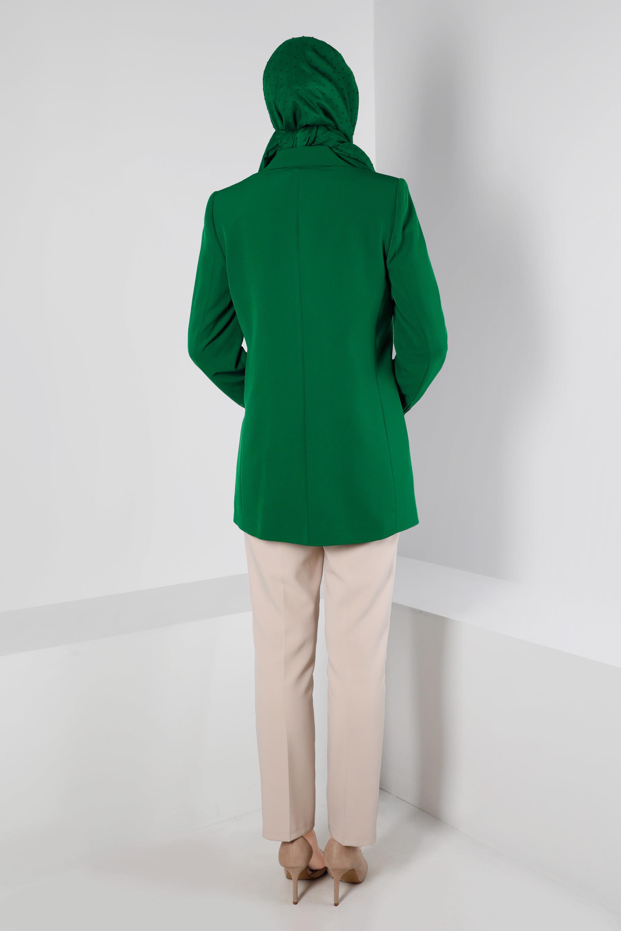 Tesettür giyim YEŞİL DÜĞMELİ KLASİK CEKET 43386 