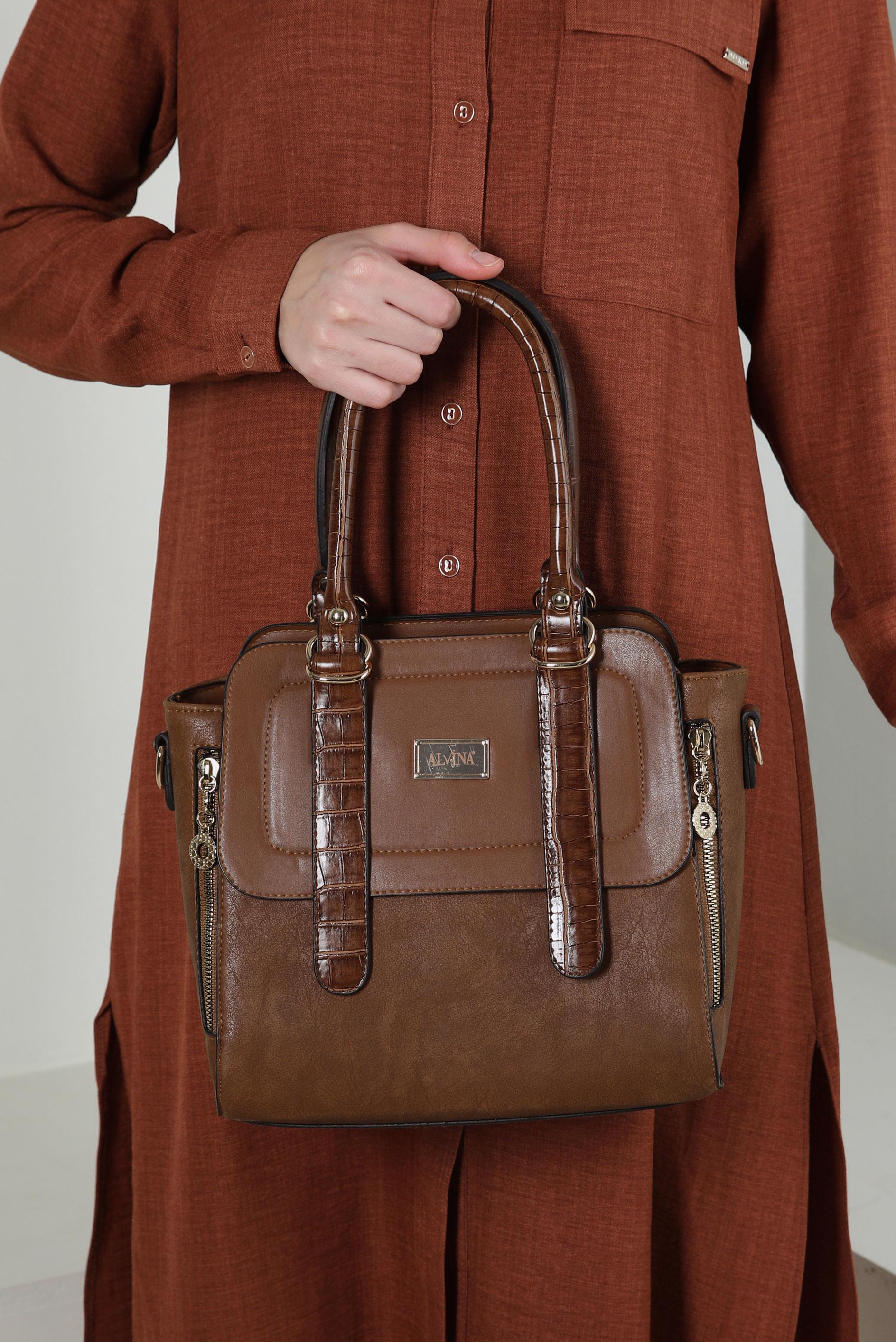 Tesettür giyim TABA ALVİNA ÇANTA 3016