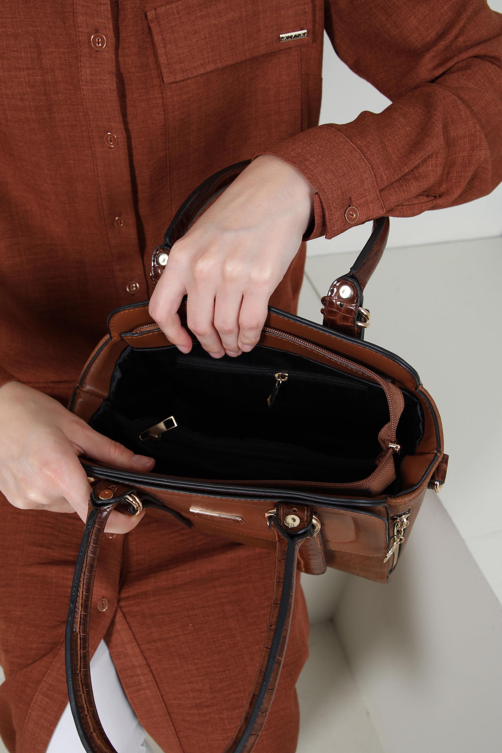 Tesettür giyim TABA ALVİNA ÇANTA 3016