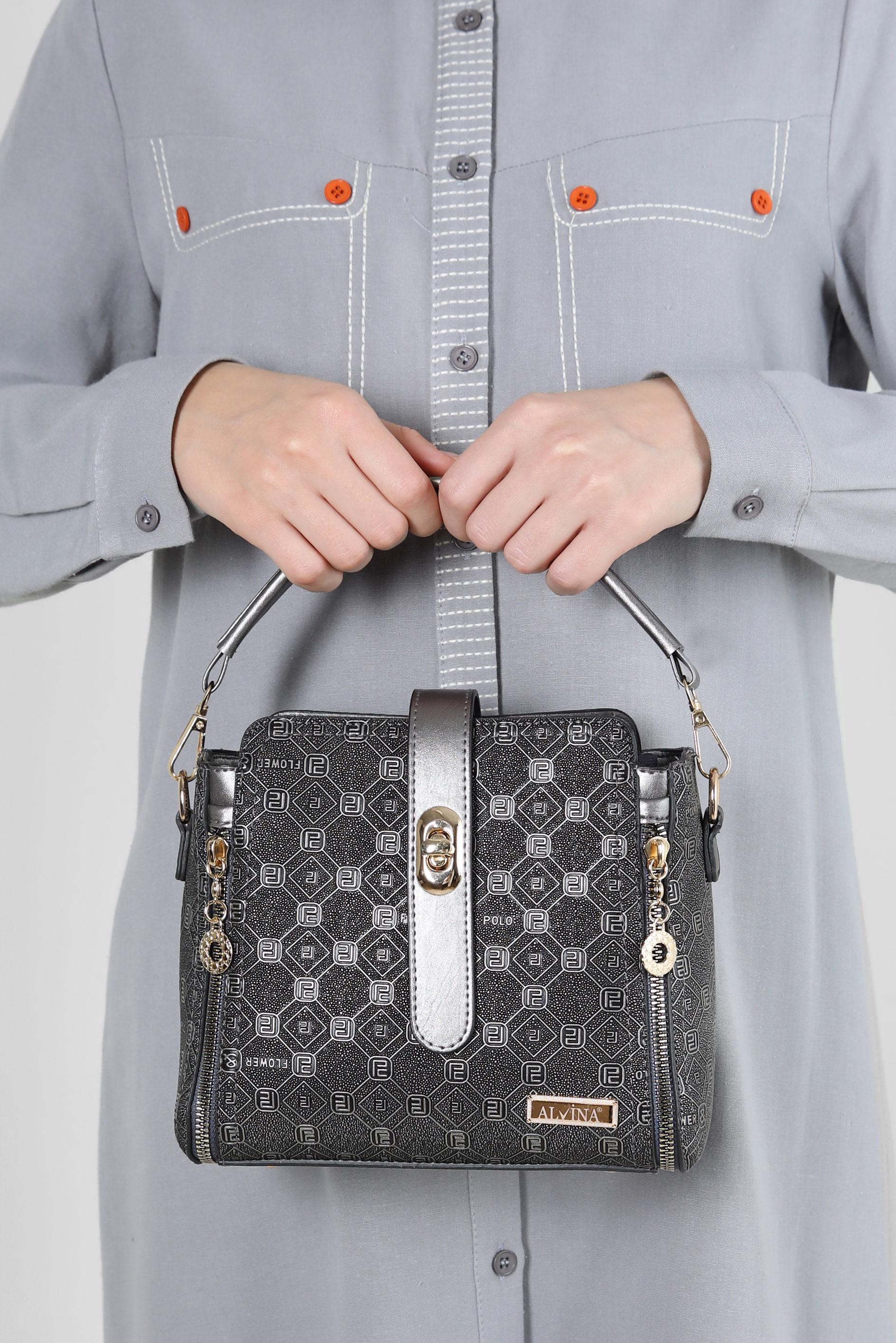 Tesettür giyim BEJ ALVİNA FERMUAR DETAYLI ÇANTA 3033