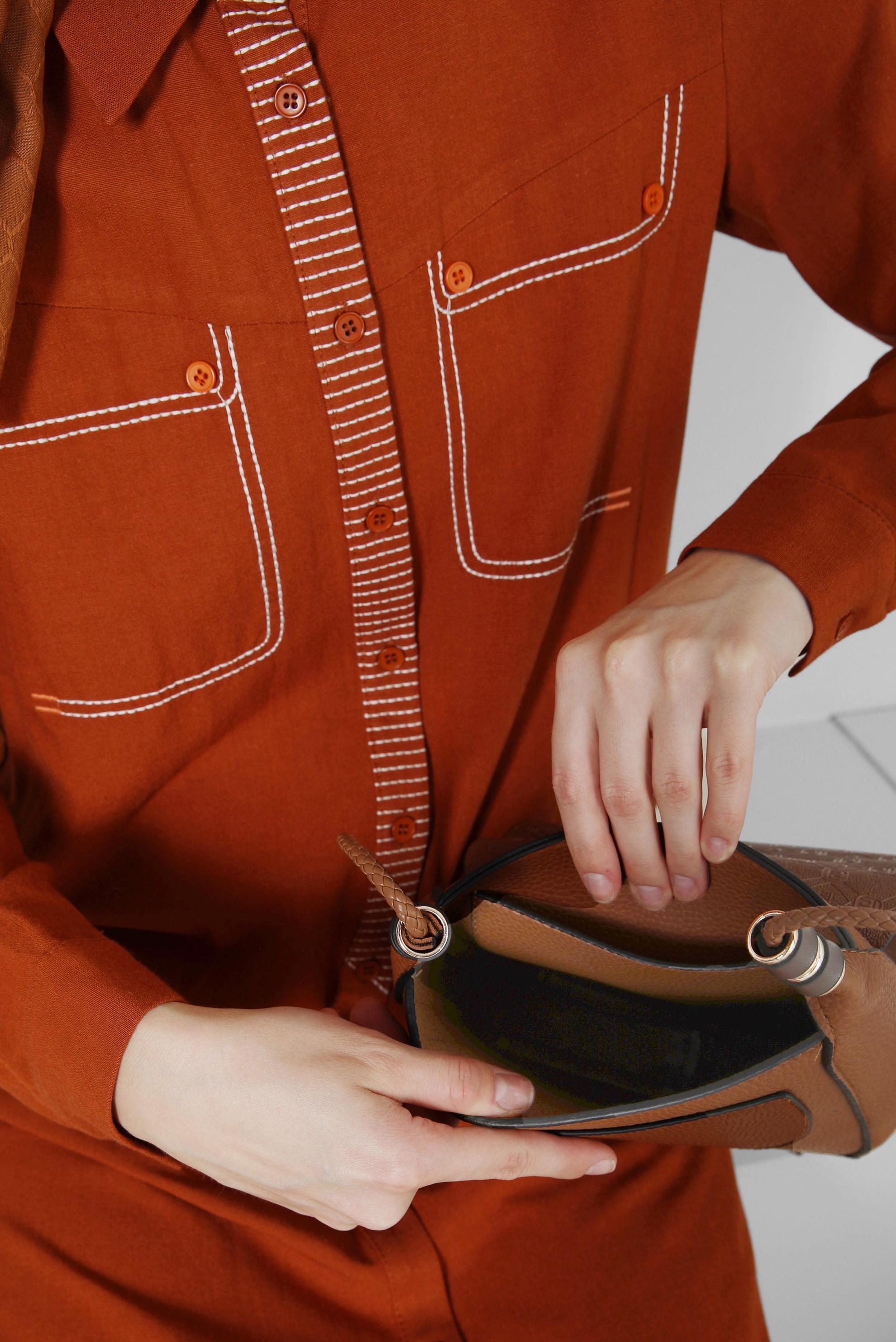 Tesettür giyim TABA ALVİNA ÇAPRAZ ASKILI ÇANTA 3058