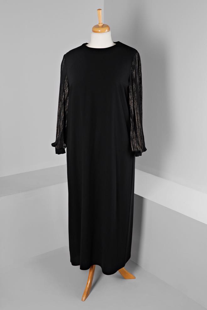 Hijab clothing BLACK ZIPPERED CREPE DRESS 20317 - ALVİNA