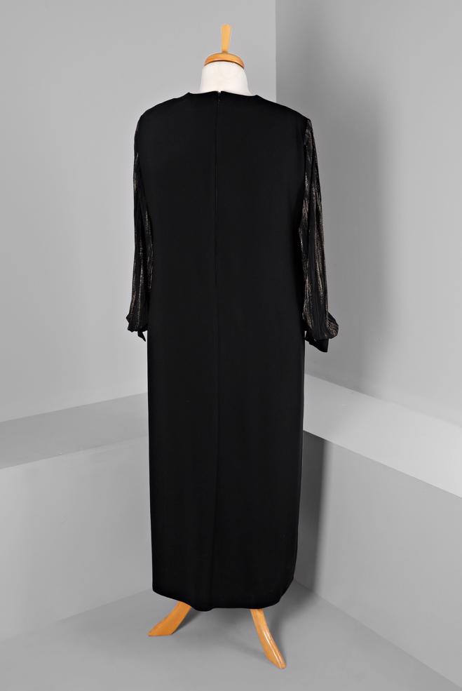 Hijab clothing BLACK ZIPPERED CREPE DRESS 20317 - ALVİNA