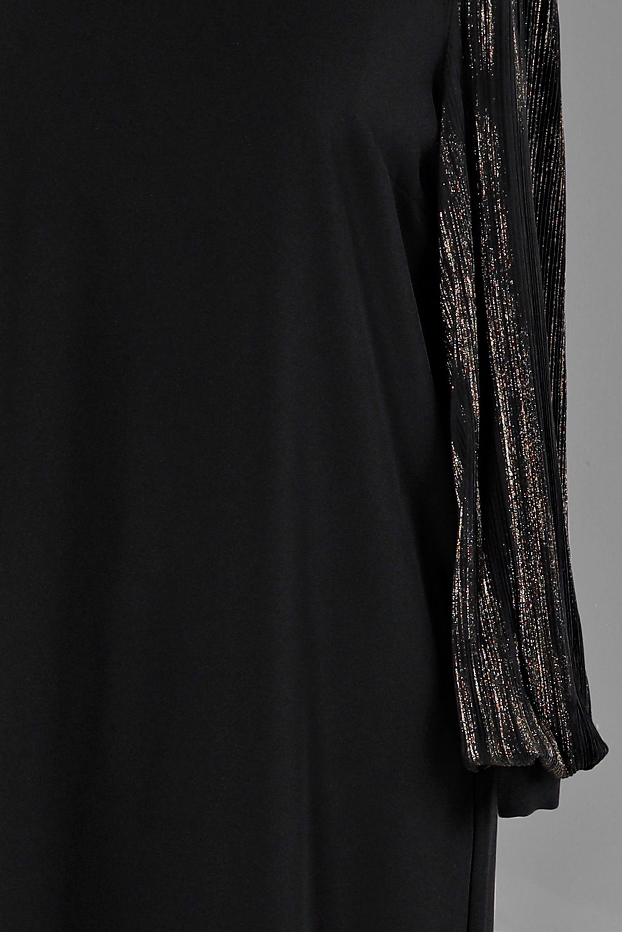 Tesettür giyim SİYAH VATKALI FERMUARLI KREP ELBİSE 20317 