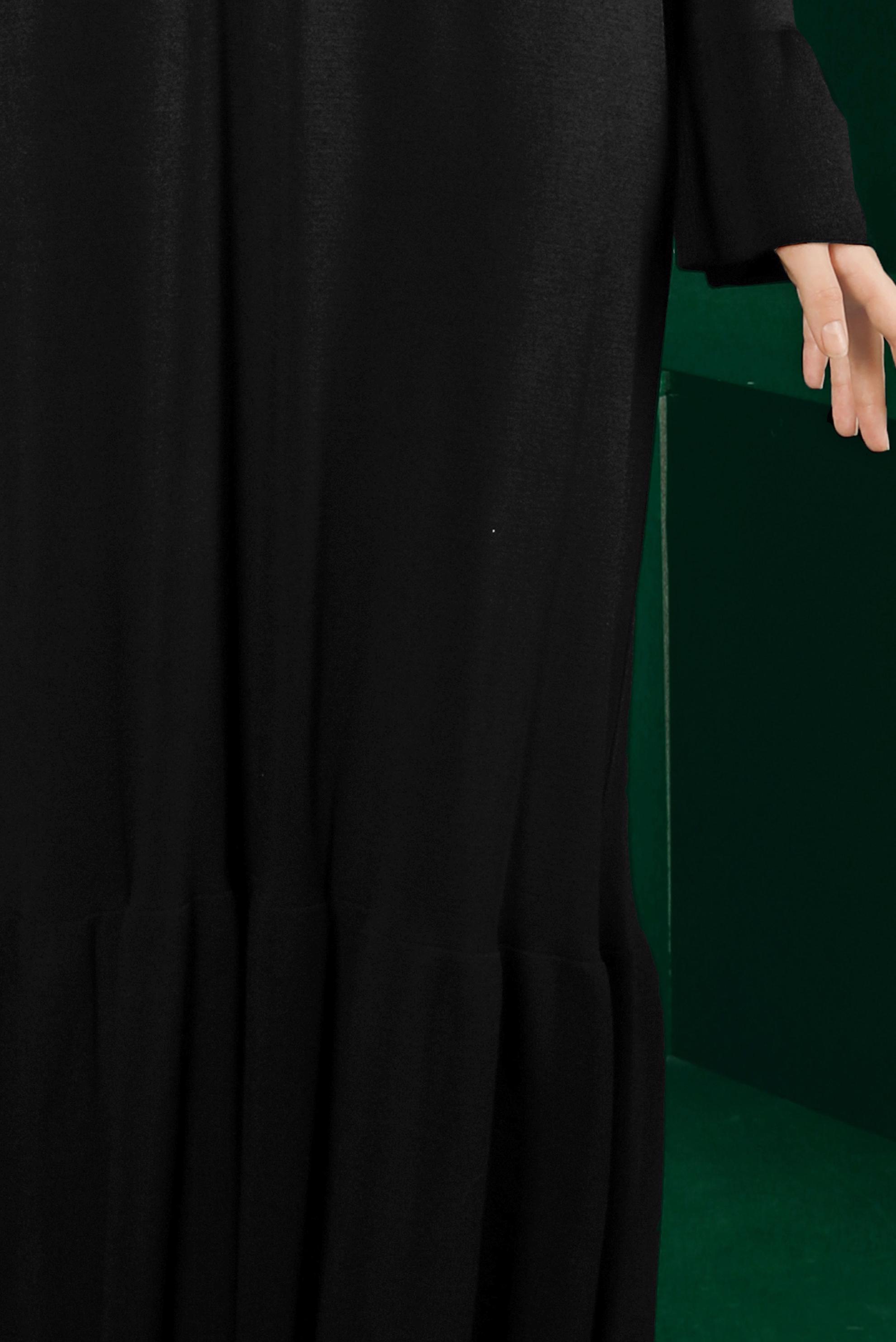 Tesettür giyim SİYAH VOLANLI TRİKO ELBİSE 43128