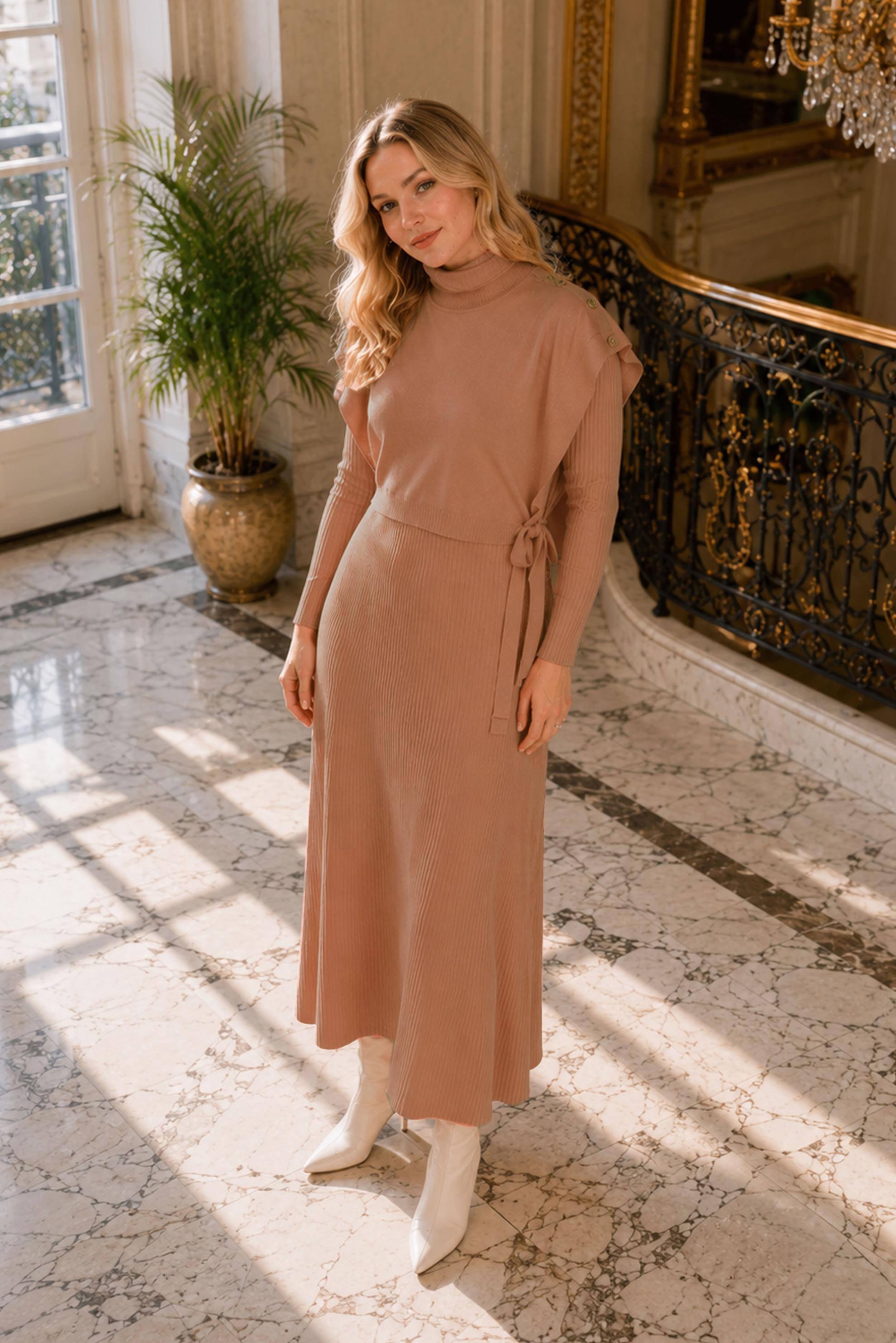 Hijab clothing POWDER 43199 TRİKO 2&prime;Lİ ELBİSE 38/46