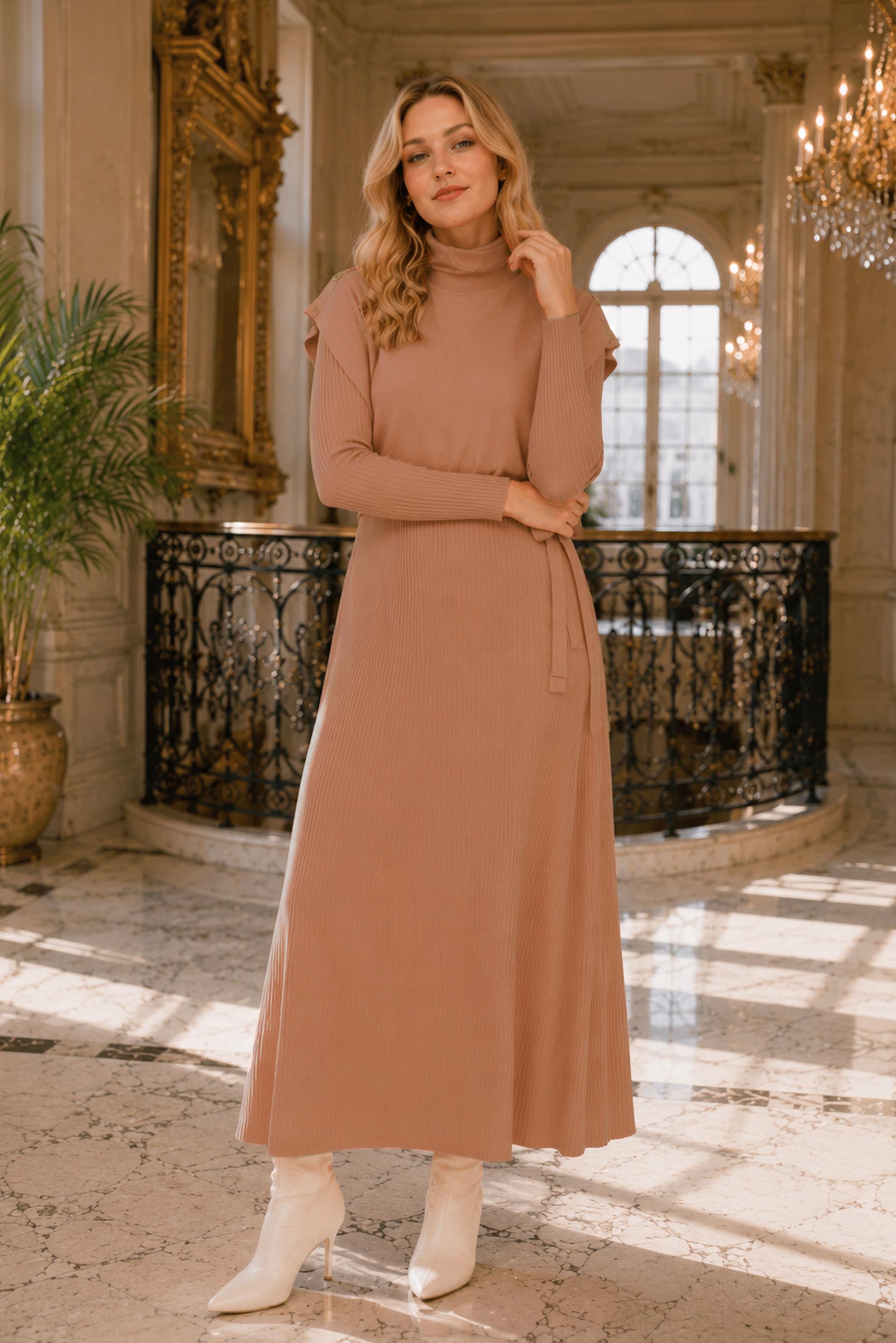 Hijab clothing POWDER 43199 TRİKO 2&prime;Lİ ELBİSE 38/46