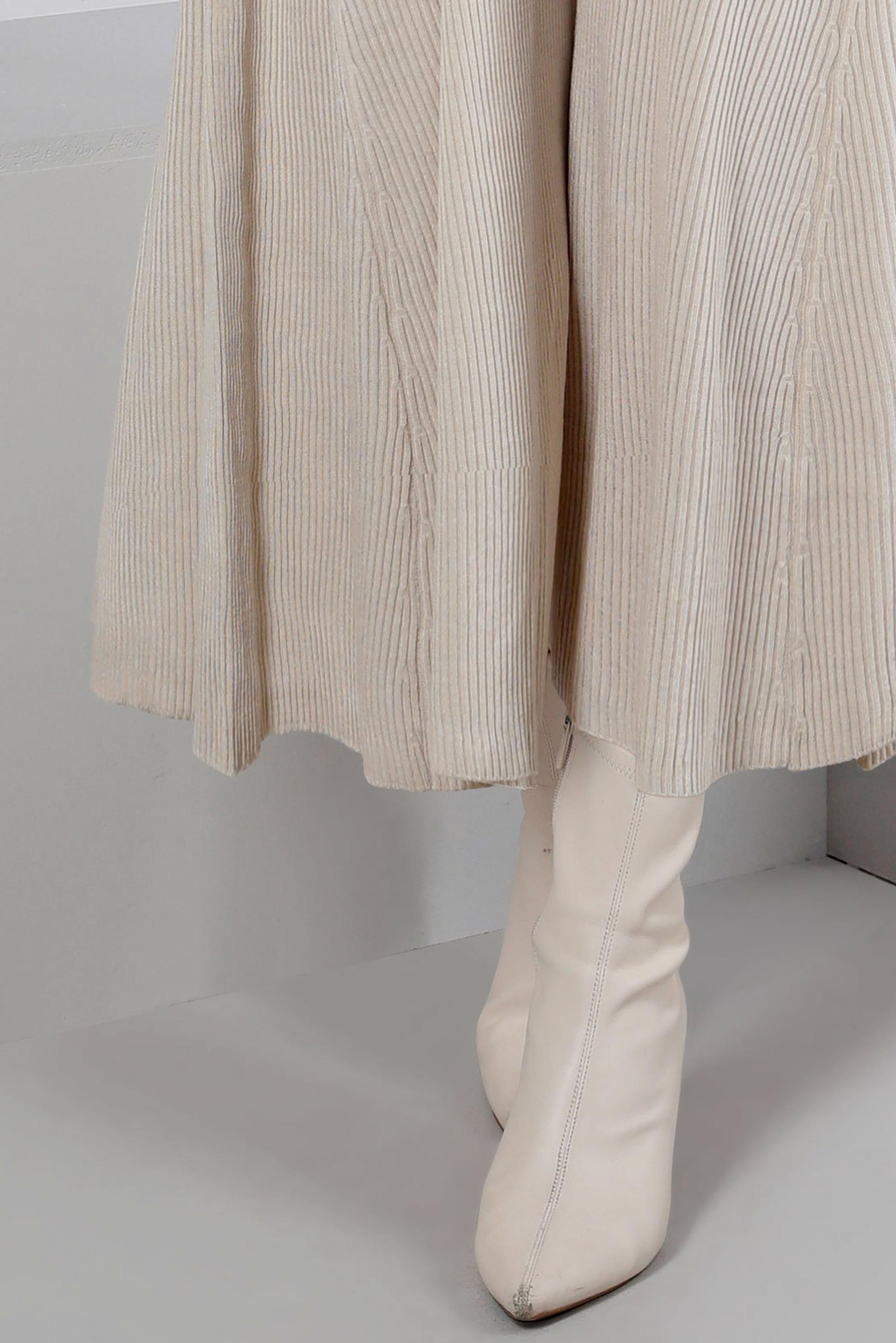 Tesettür giyim BEJ FİTİLLİ BASIC TRİKO ELBİSE 43202