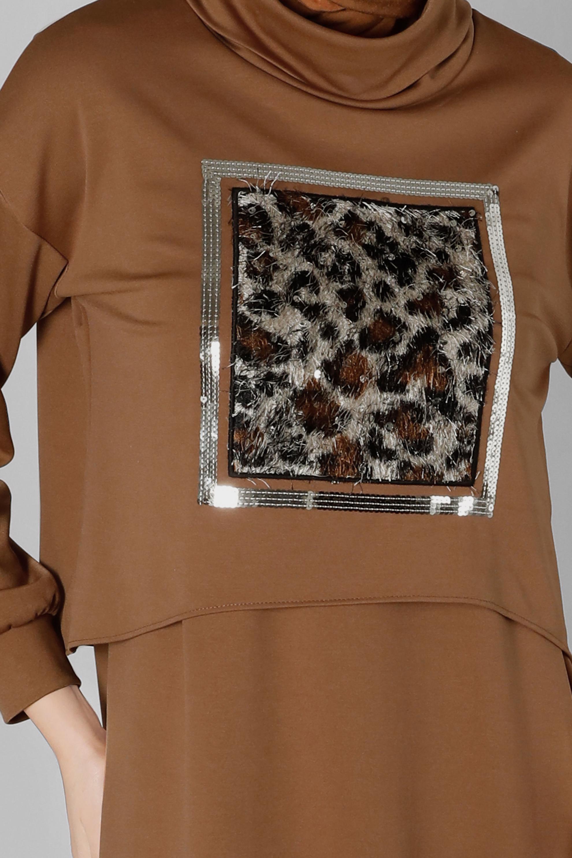 Hijab clothing TABA LEOPARD PATTERN DETAIL 2-PIECE DRESS SUIT 43319