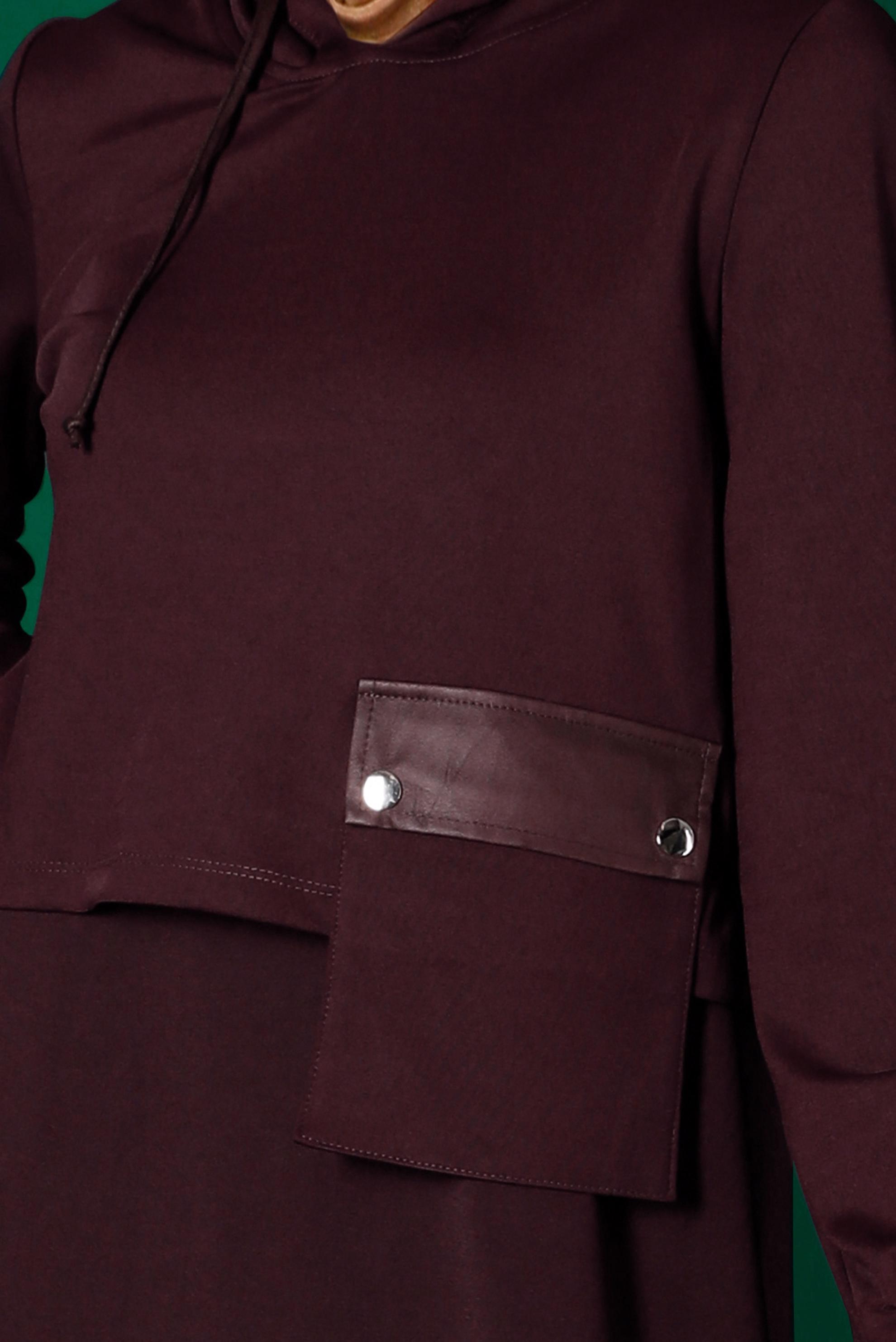 Vêtements hijab ROUGE BORDEAUX ENSEMBLE 2 PIÈCES À CAPUCHE AVEC POCHE 43320