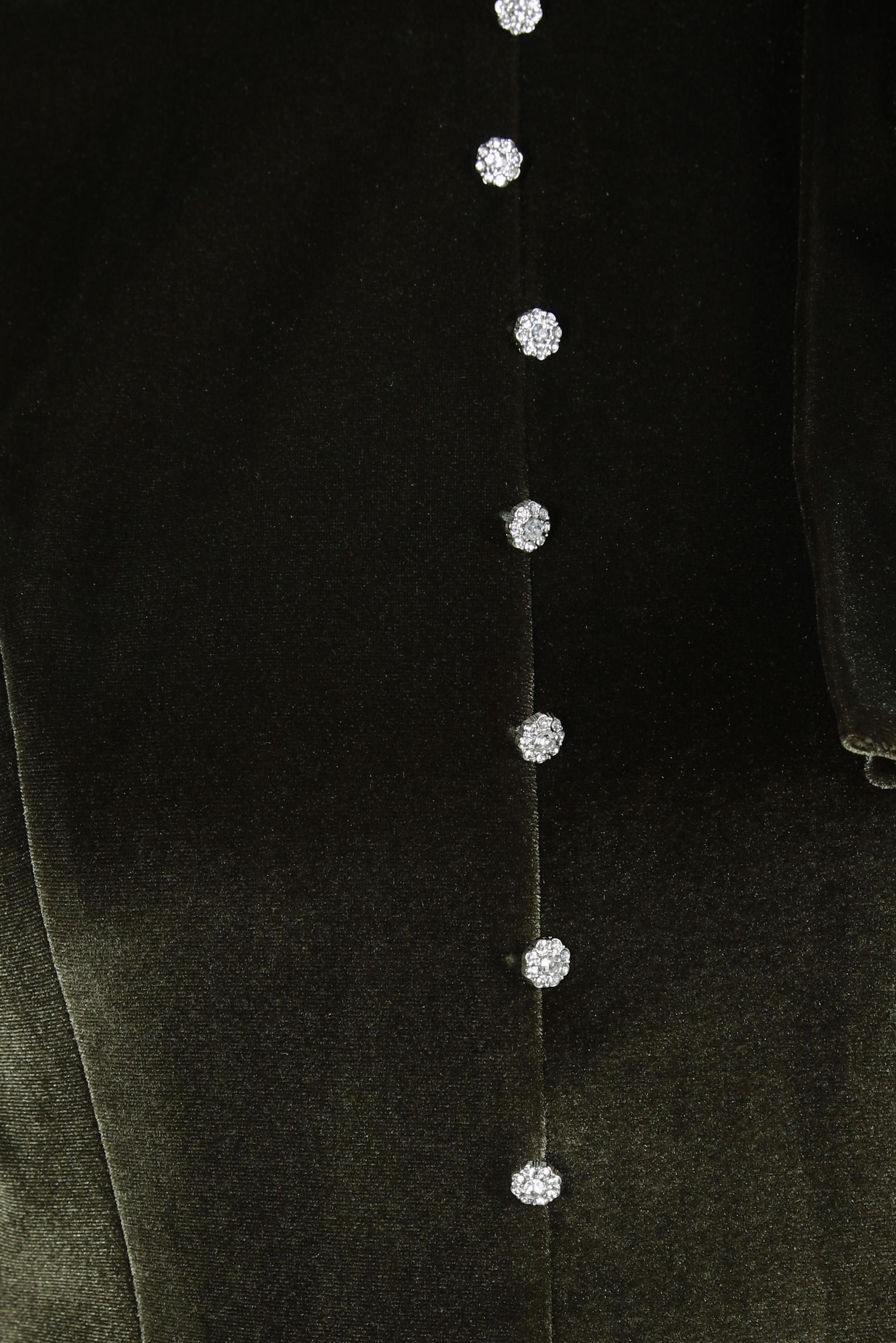 Tesettür giyim HAKİ ETEK UCU VOLANLI KADİFE ELBİSE 43437