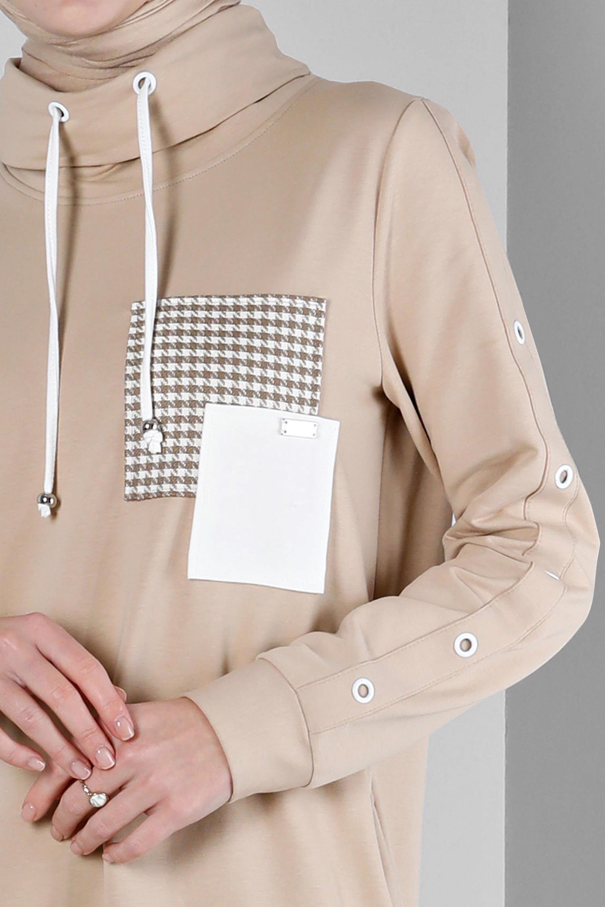 Vêtements hijab BEIGE ROBE DE SURVÊTEMENT AVEC MANCHES À OEILLETS 43446