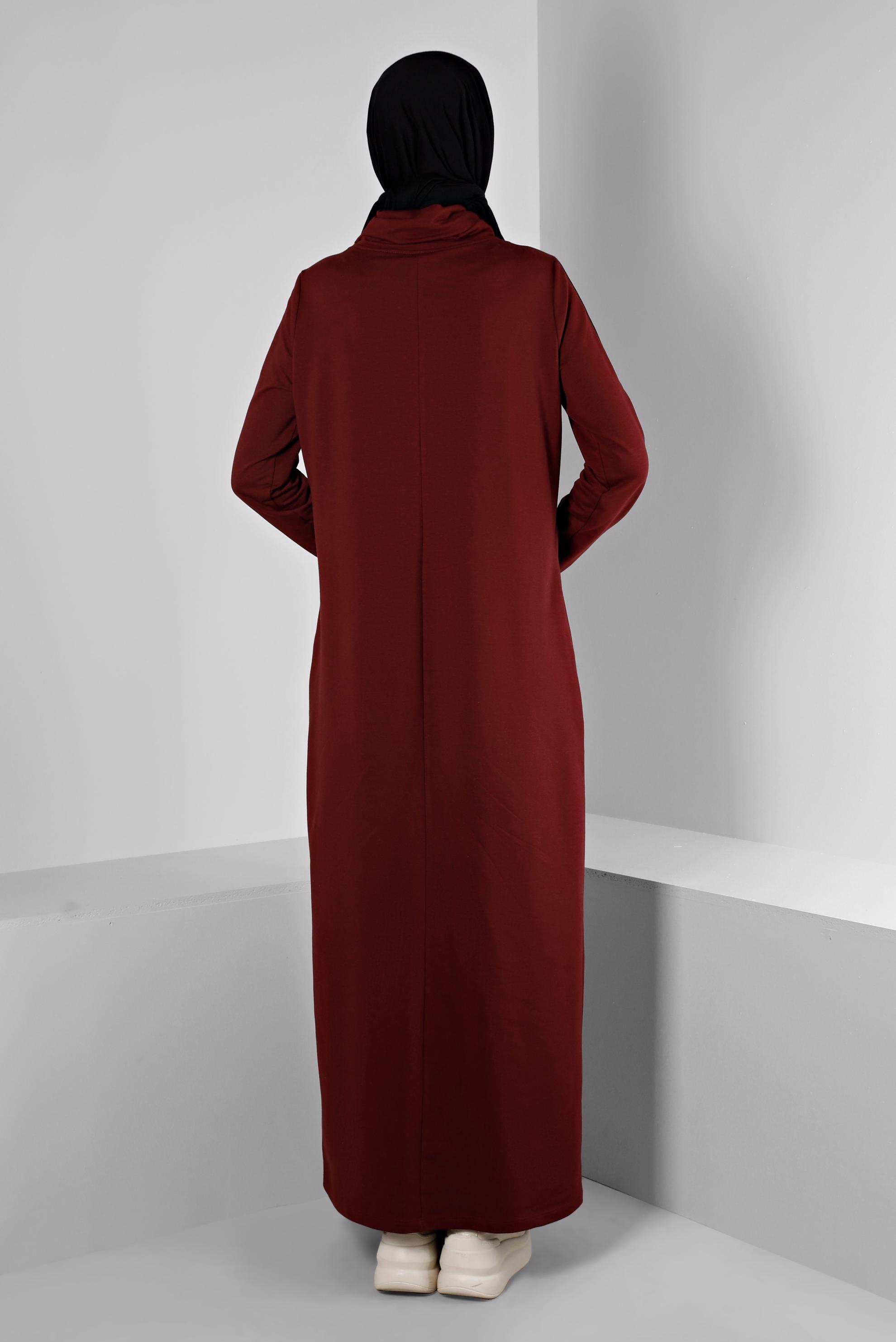 Vêtements hijab ROUGE BORDEAUX ROBE DE SURVÊTEMENT AVEC MANCHES À OEILLETS 43446