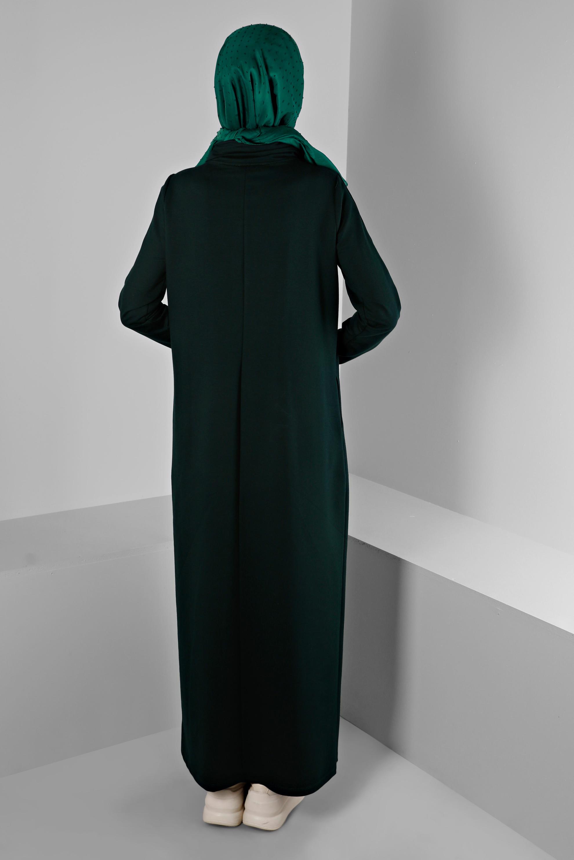 Vêtements hijab VERT ROBE DE SURVÊTEMENT AVEC MANCHES À OEILLETS 43446