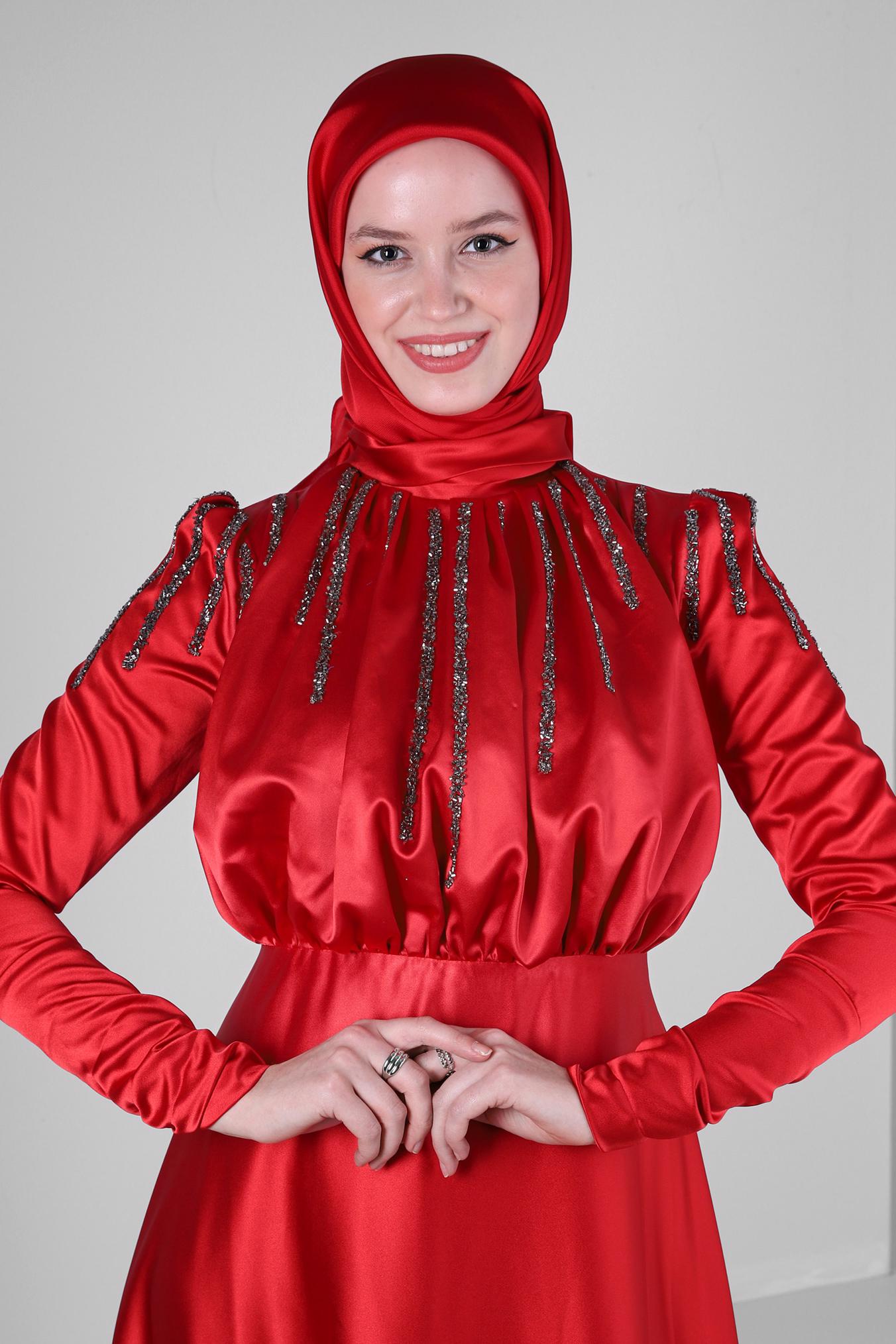 Tesettür giyim KIRMIZI ALVİNA DÜZ EŞARP 8220