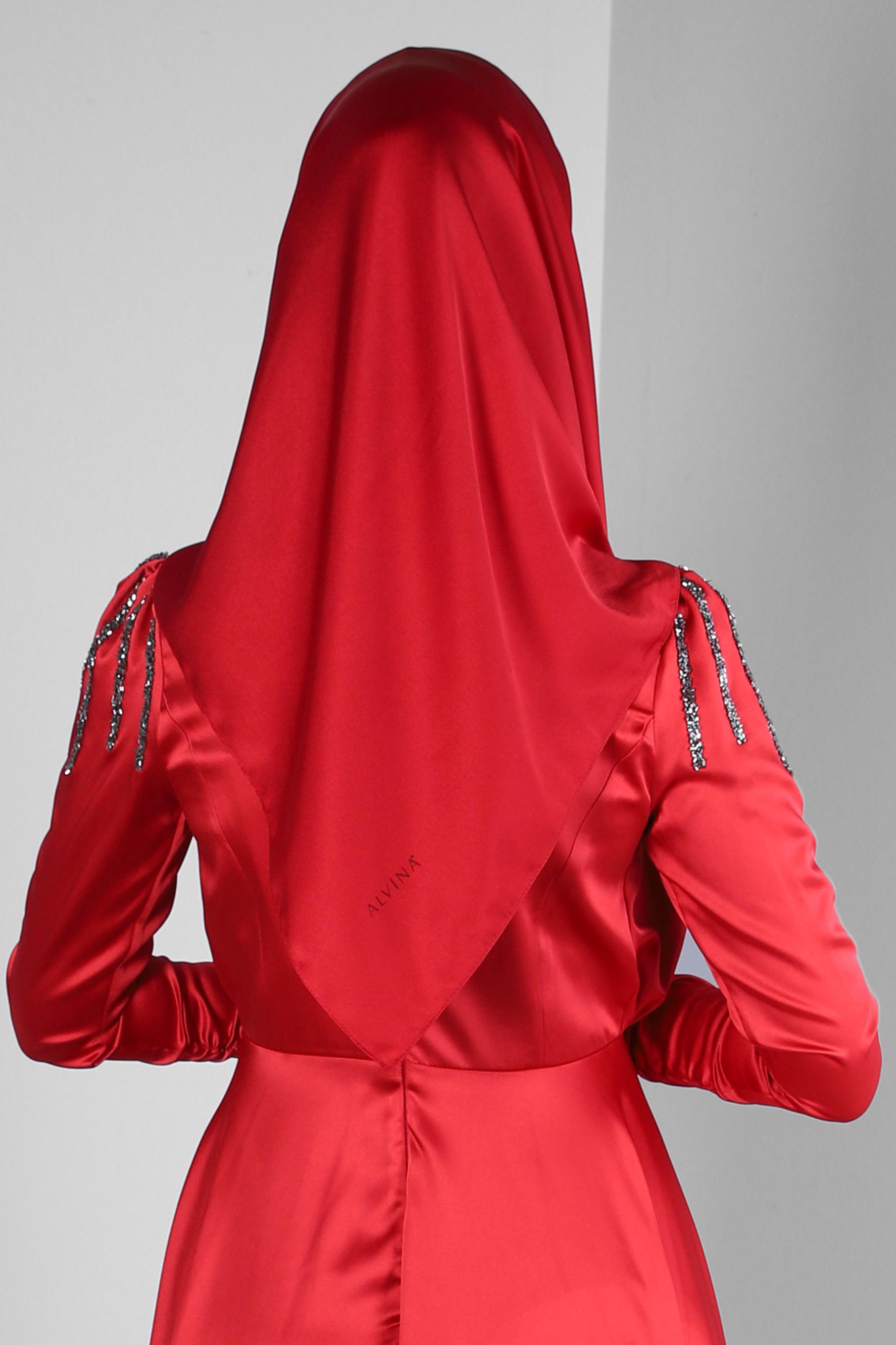 Tesettür giyim KIRMIZI ALVİNA DÜZ EŞARP 8220