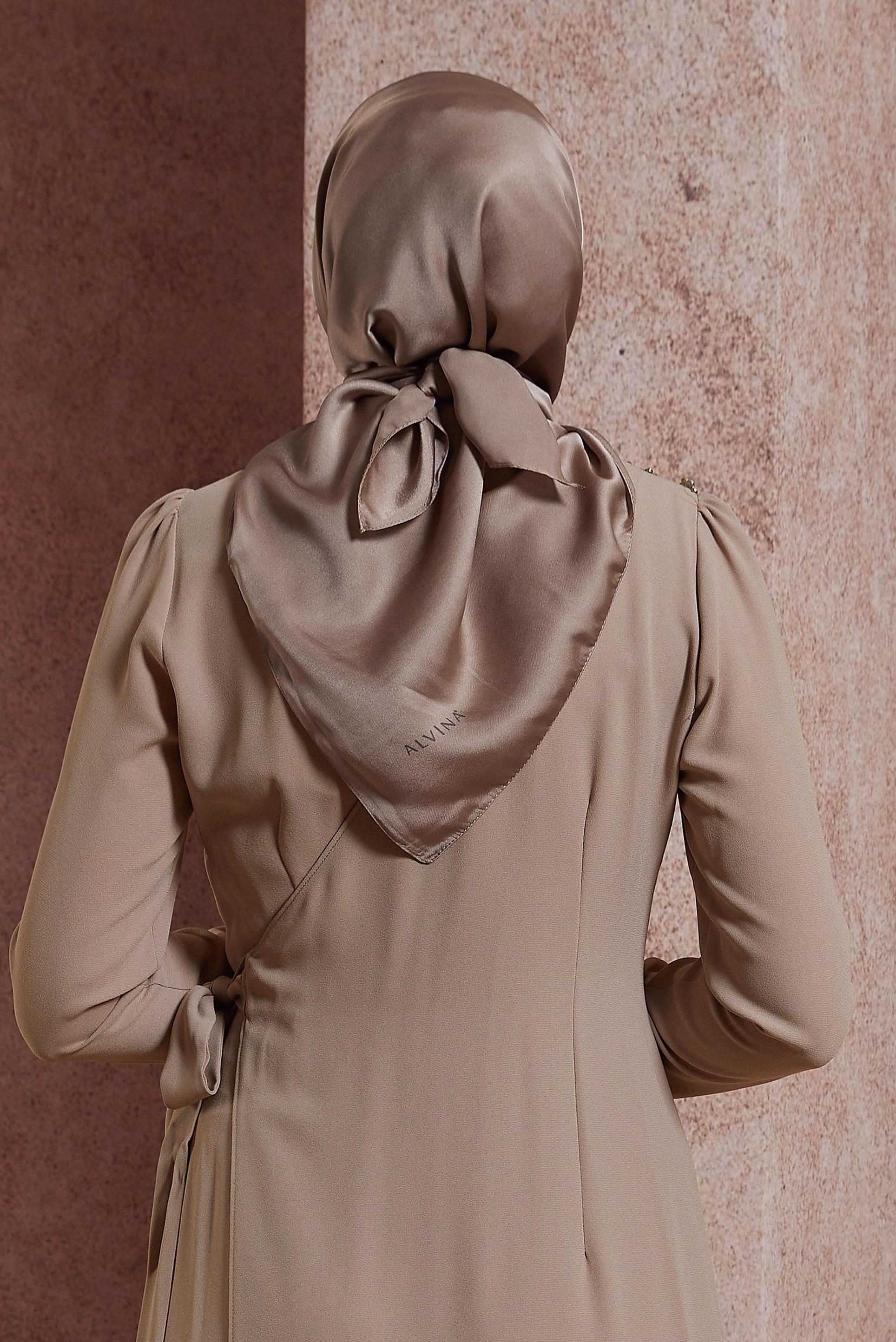 Tesettür giyim VİZON ALVİNA DÜZ EŞARP 8220