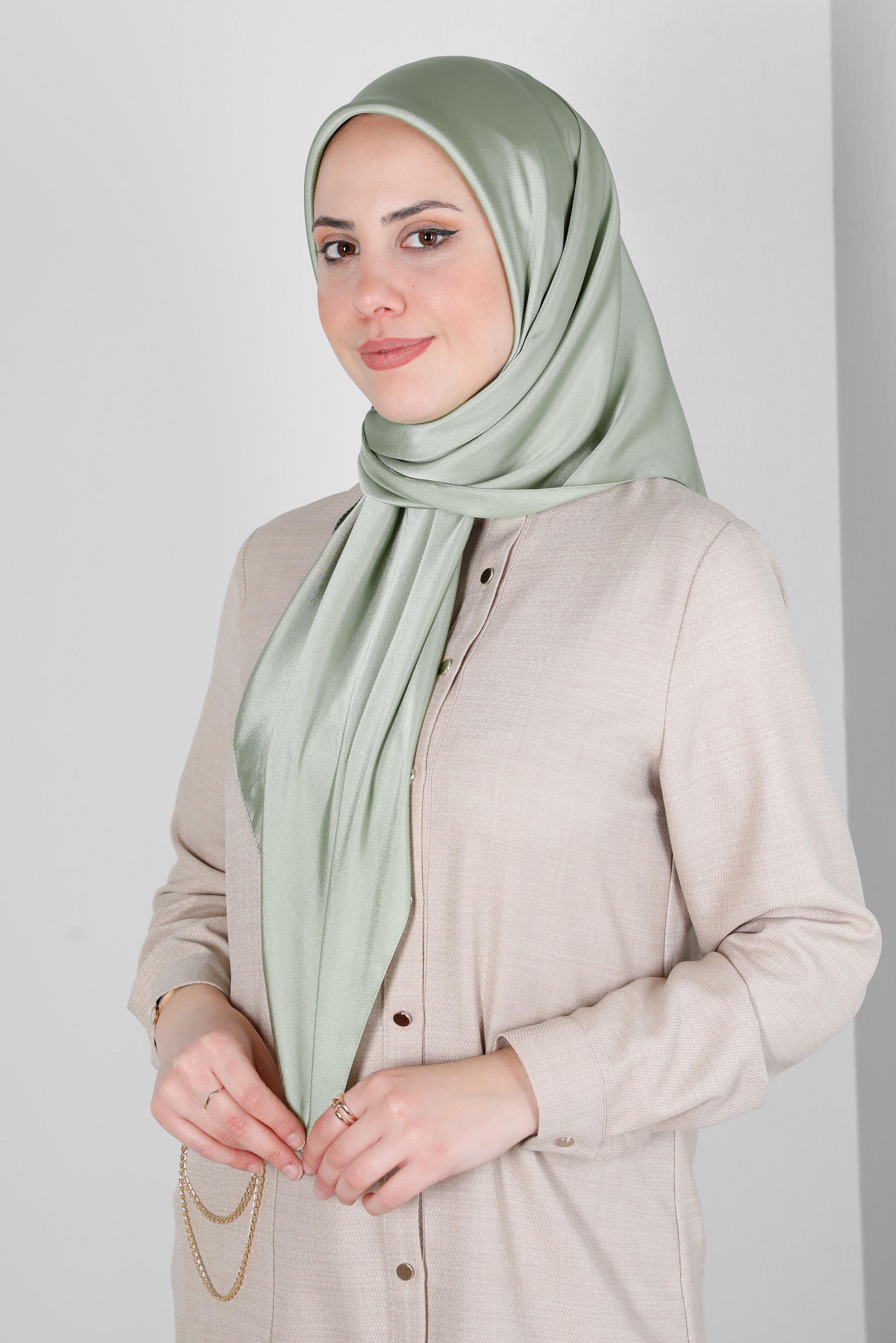Tesettür giyim YEŞİL ALVİNA DÜZ EŞARP 8220