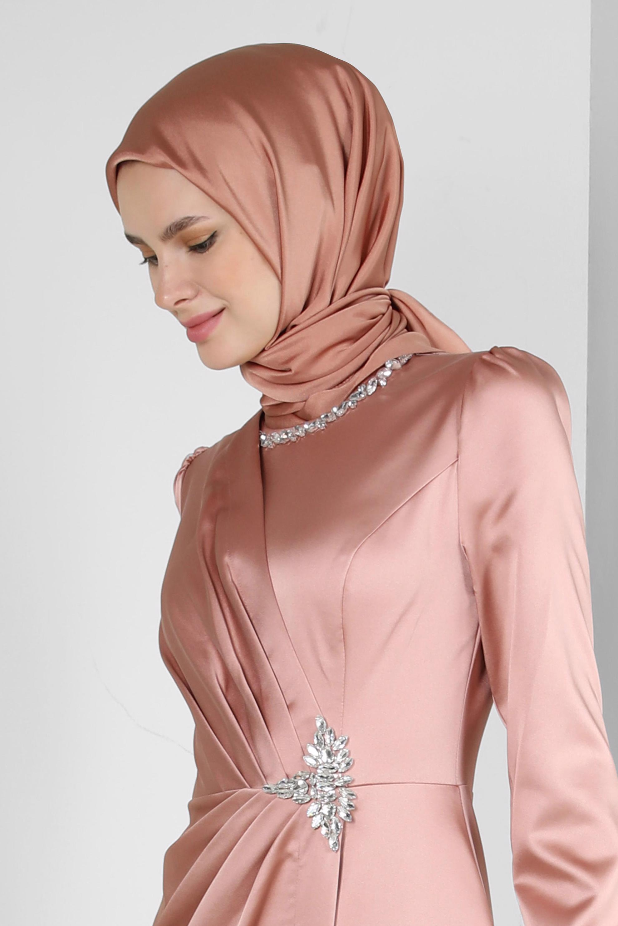 Tesettür giyim KAHVE ALVİNA DÜZ EŞARP 8220