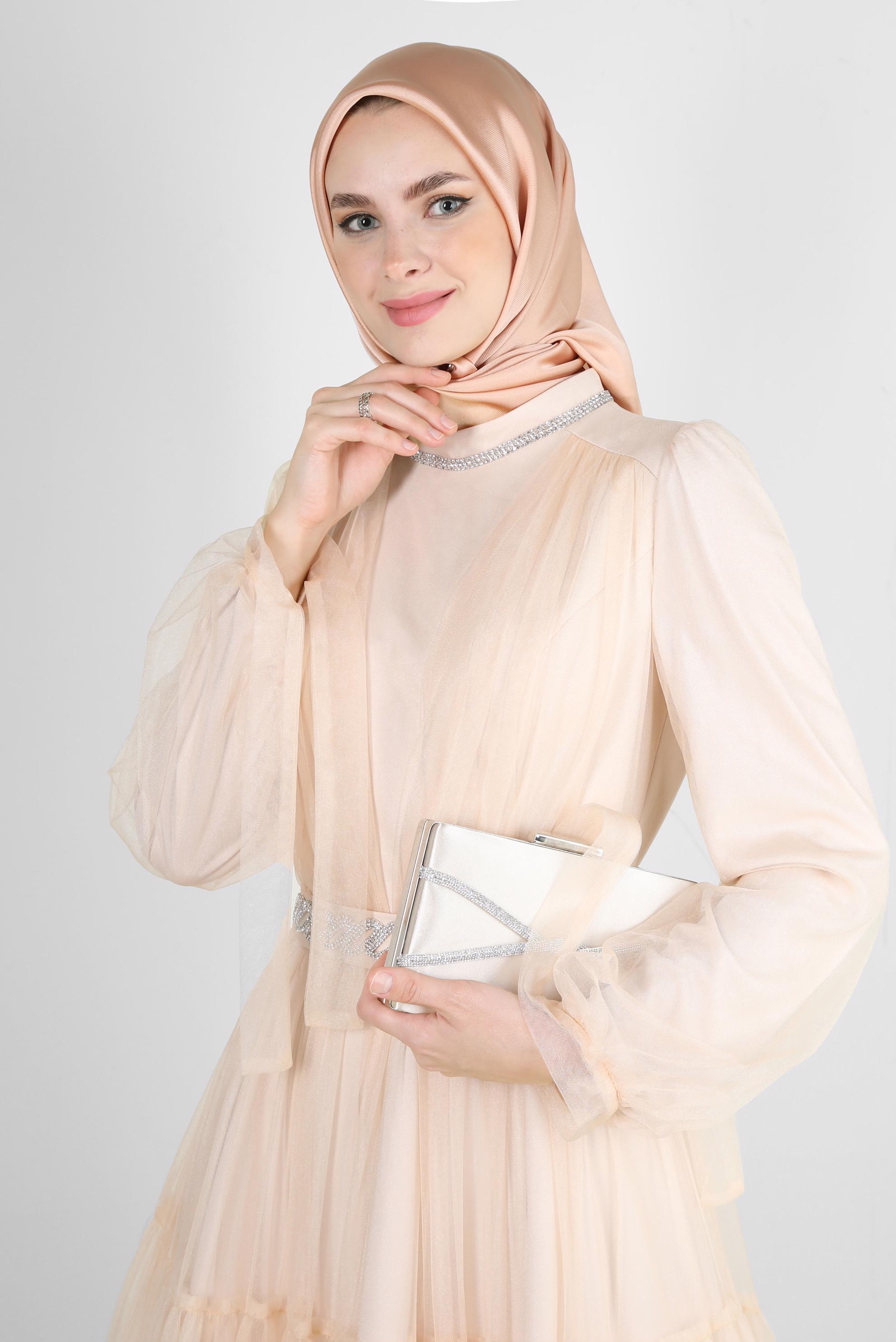 Tesettür giyim PUDRA ALVİNA DÜZ EŞARP 8220