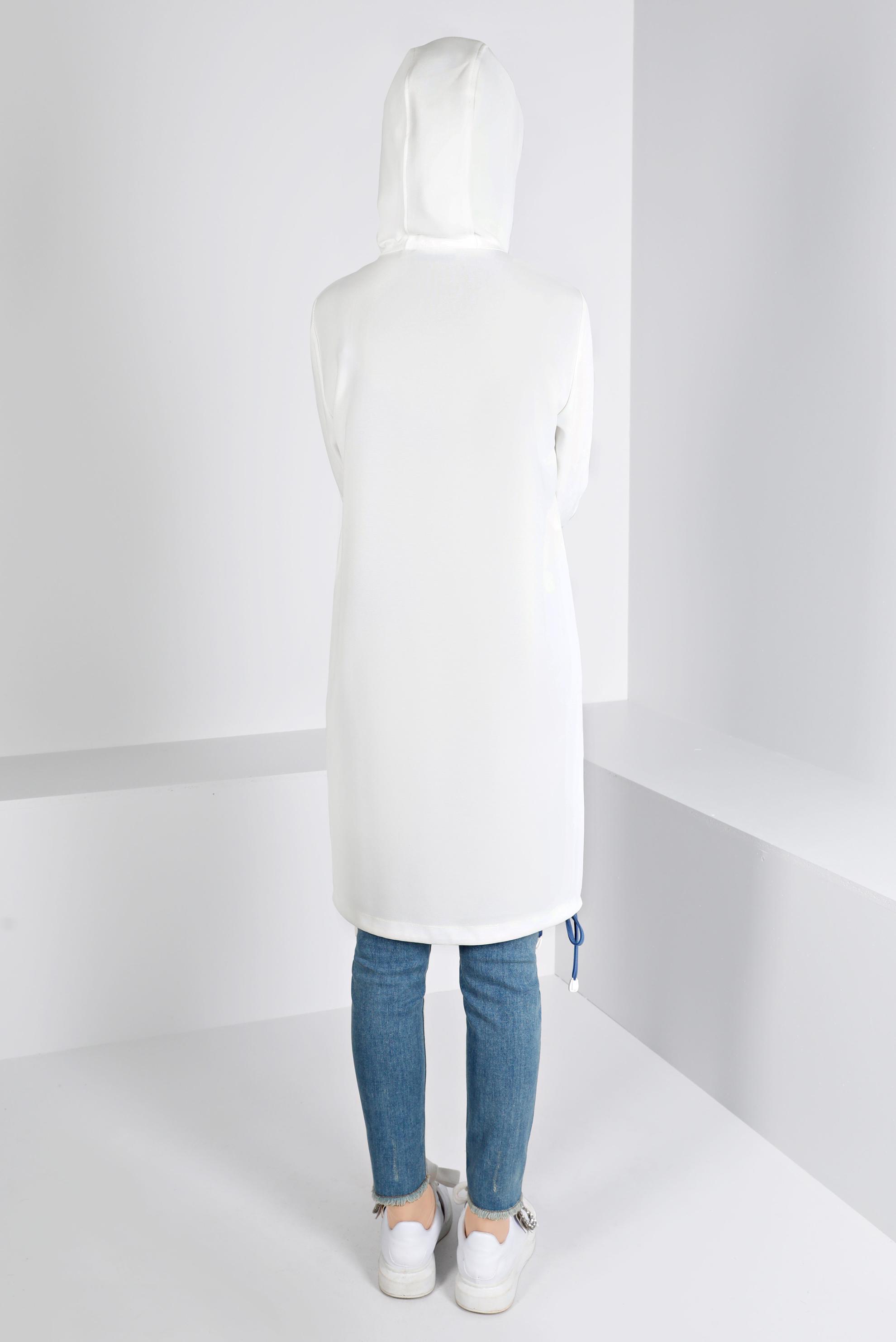 Vêtements hijab BLANC TUNIQUE DE SURVÊTEMENT À CAPUCHE ZIPPÉE 43303