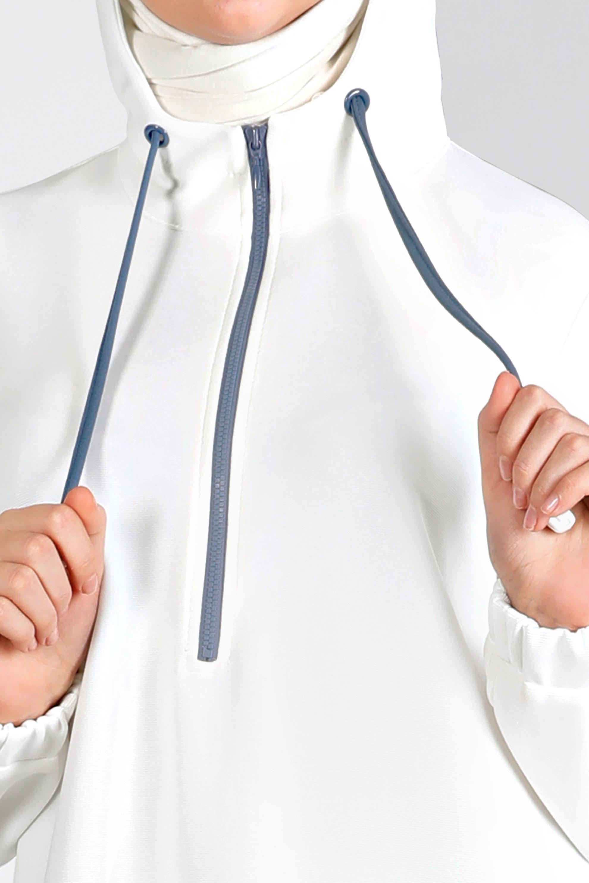 Vêtements hijab BLANC TUNIQUE DE SURVÊTEMENT À CAPUCHE ZIPPÉE 43303