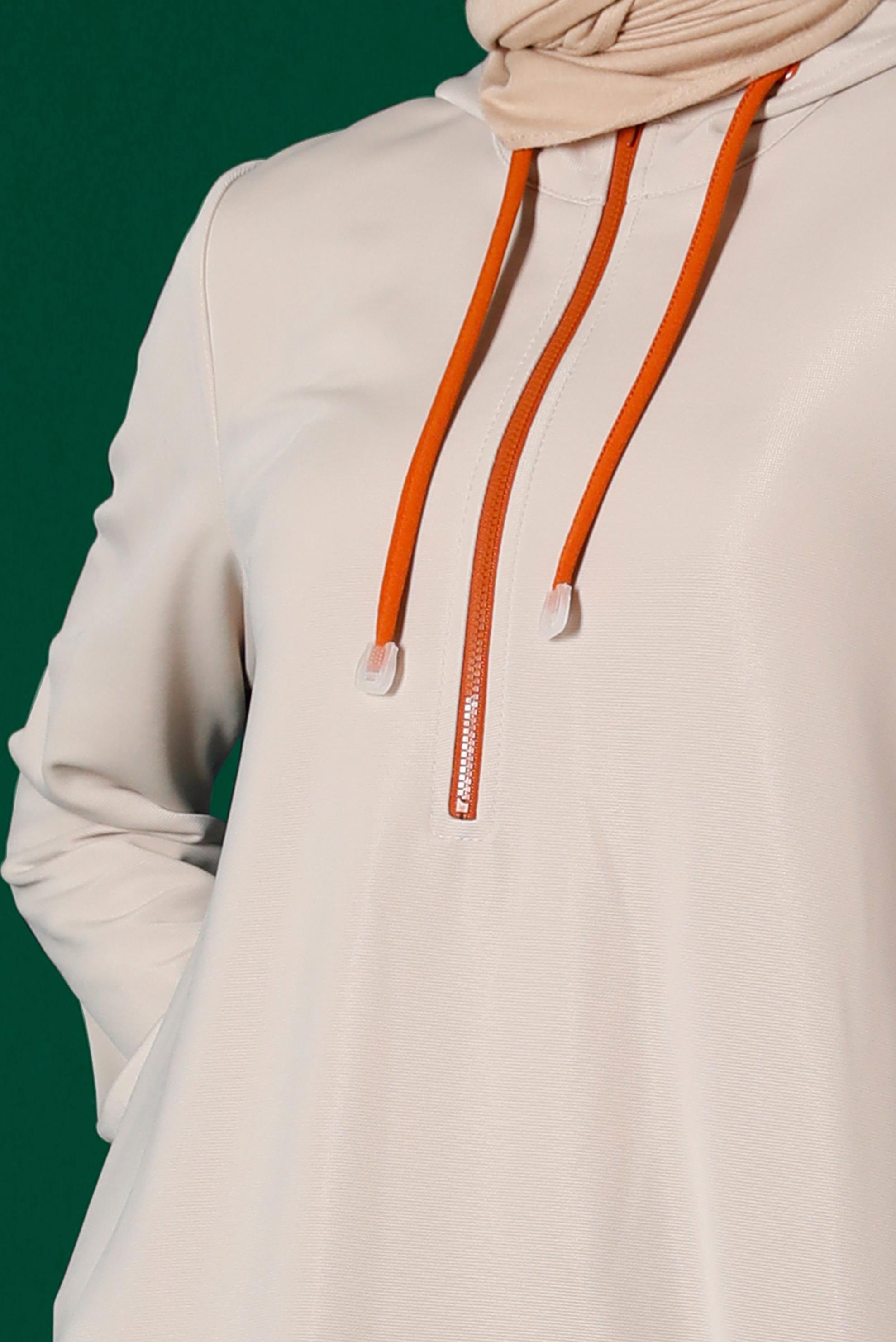 Vêtements hijab BEIGE TUNIQUE DE SURVÊTEMENT À CAPUCHE ZIPPÉE 43303